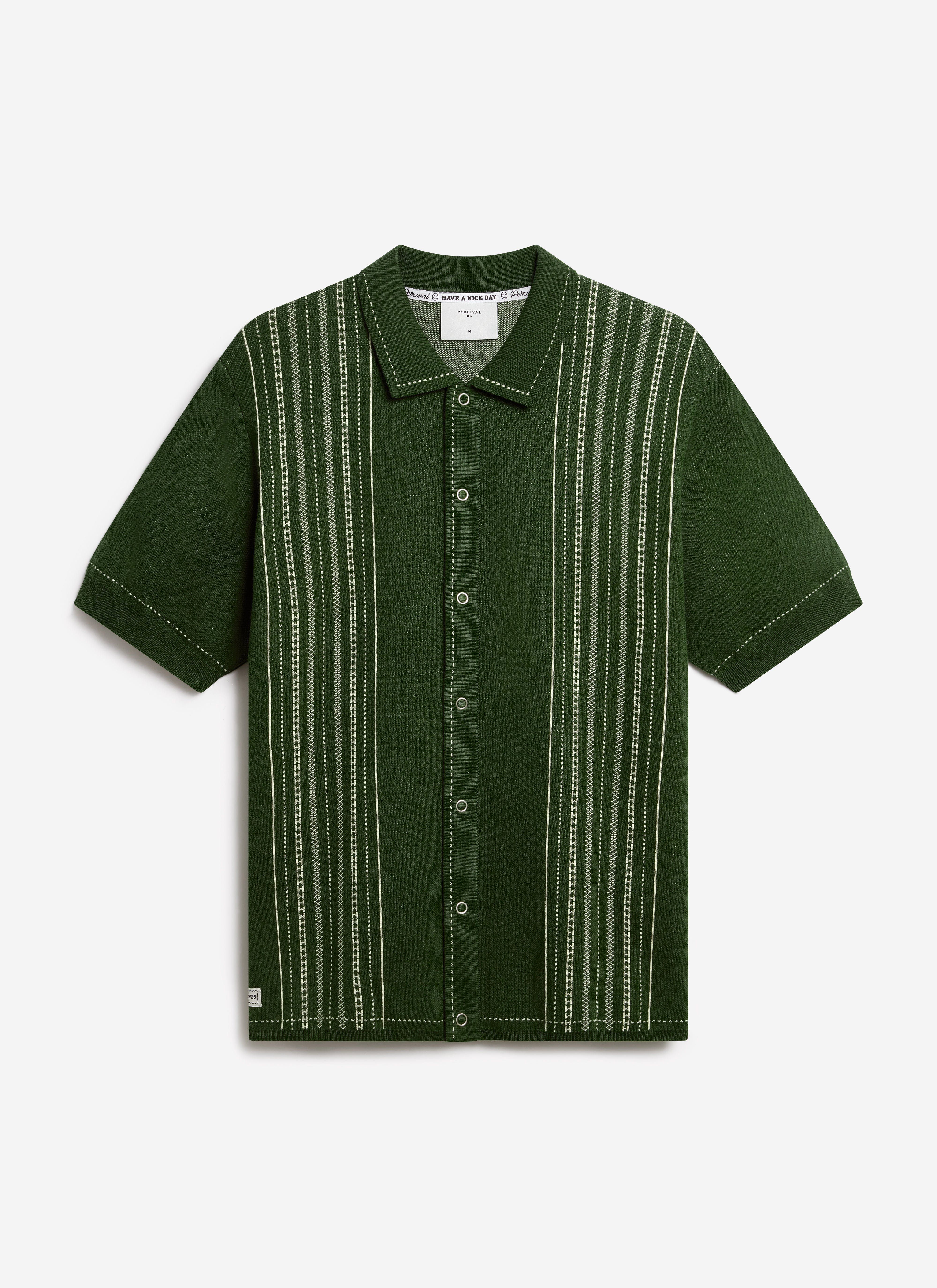 Accolades Knitted Short Sleeve Shirt | Cotton | Forest Green - Image 8