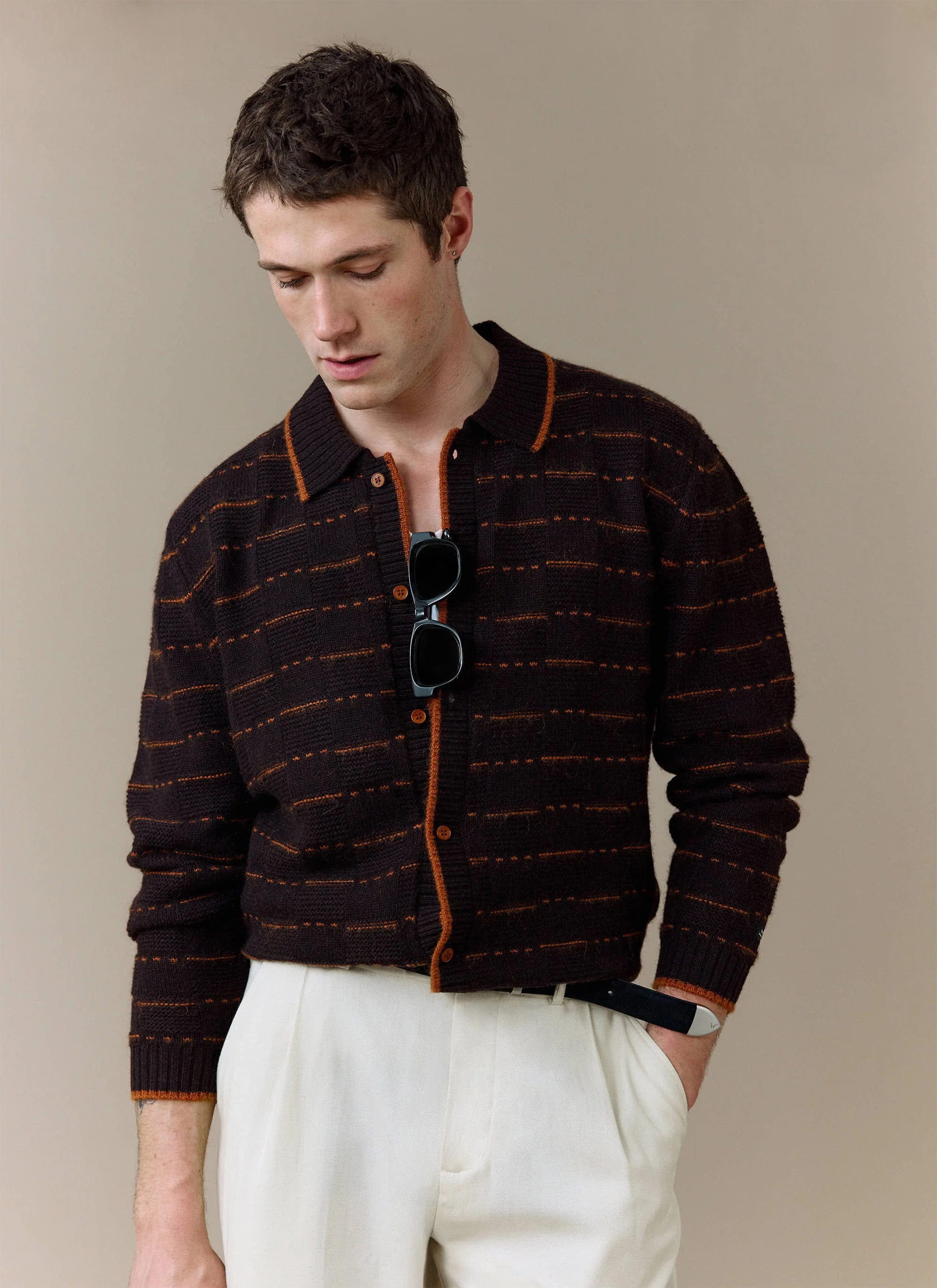 Addison Knitted Shirt | Wool | Brown