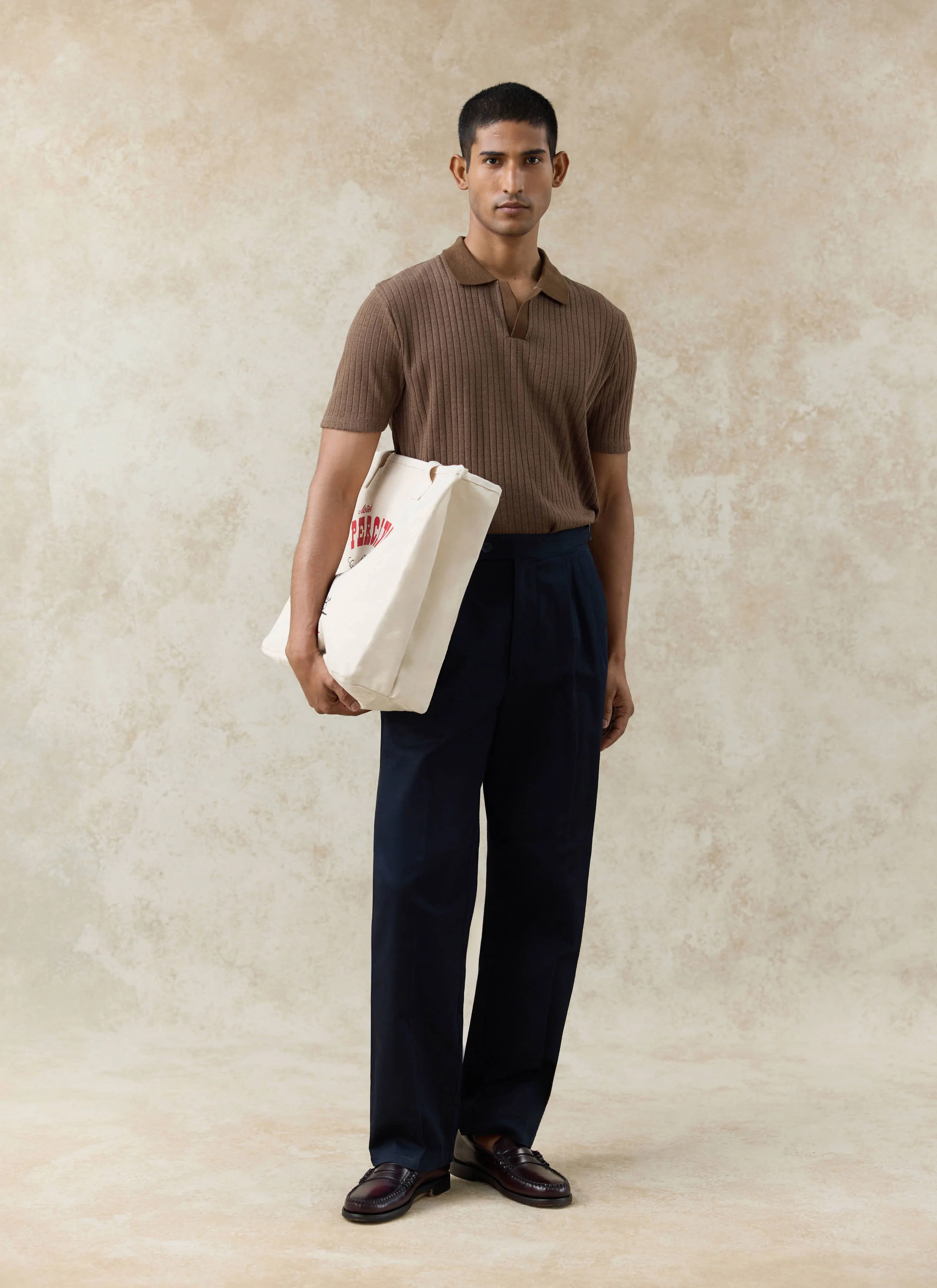 Blake Double Pleated Trousers | Cotton | Navy - Image 3