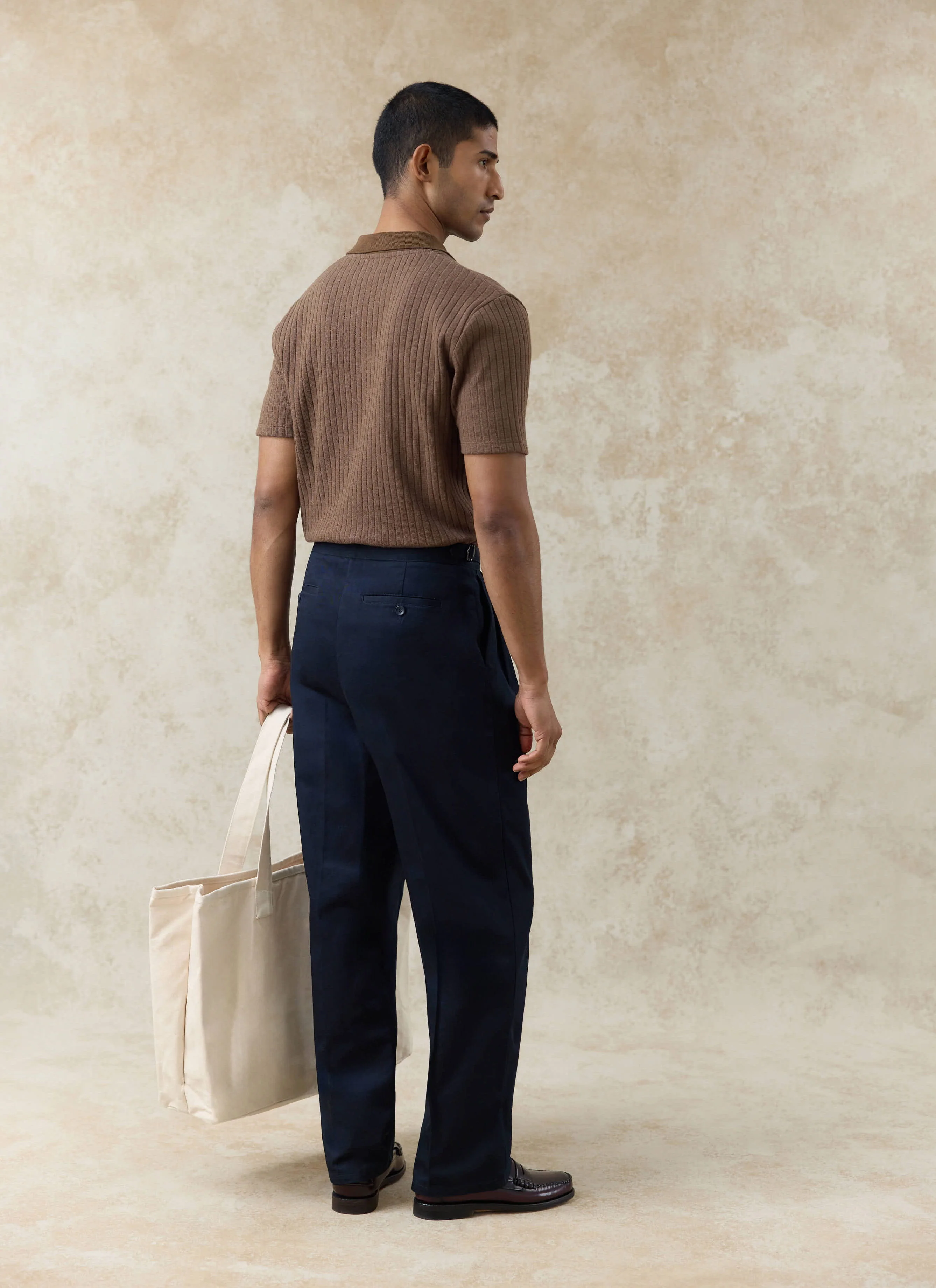 Blake Double Pleated Trousers | Cotton | Navy - Image 7