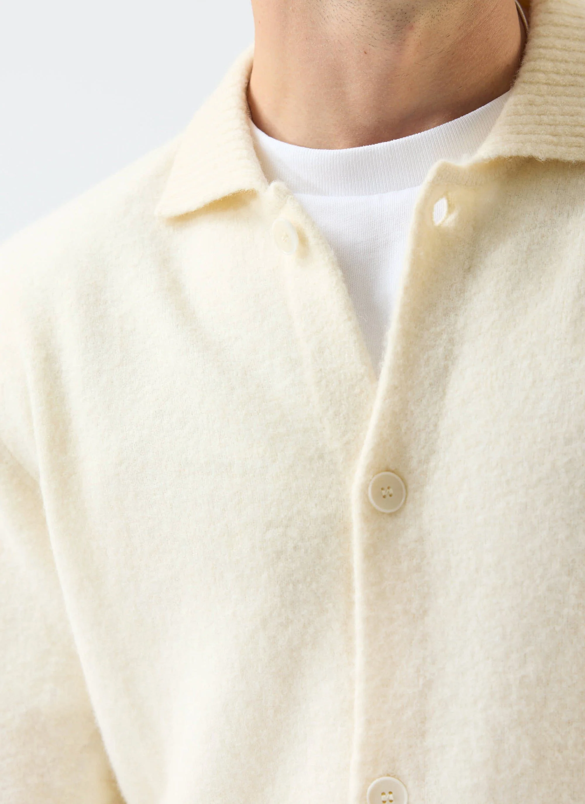 Archive Wool Knitted Collared Cardigan | Cream - Image 4