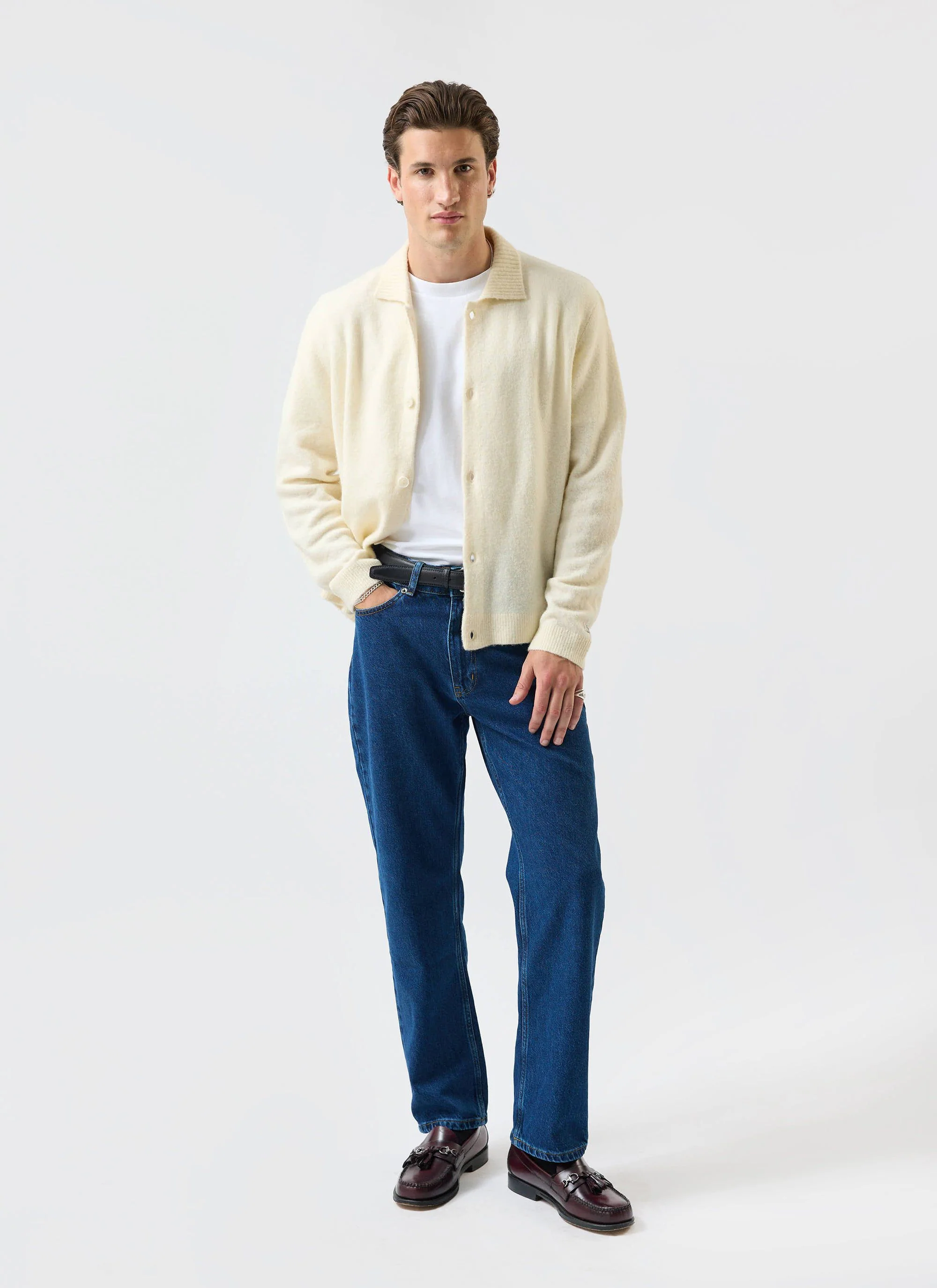 Archive Wool Knitted Collared Cardigan | Cream - Image 6