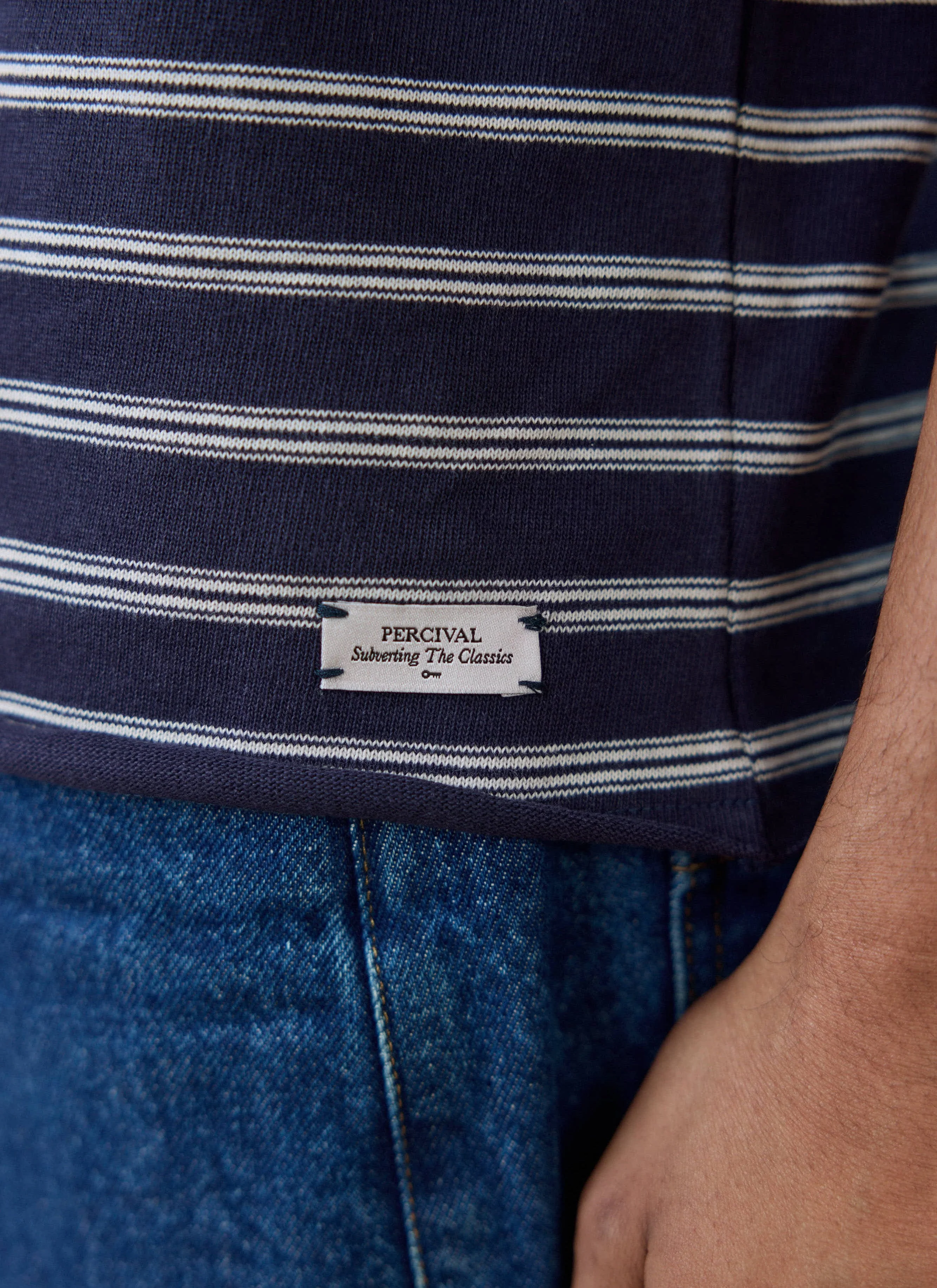 Arlo Raw Hem Breton T Shirt | Organic Cotton | Navy Stripe - Image 3