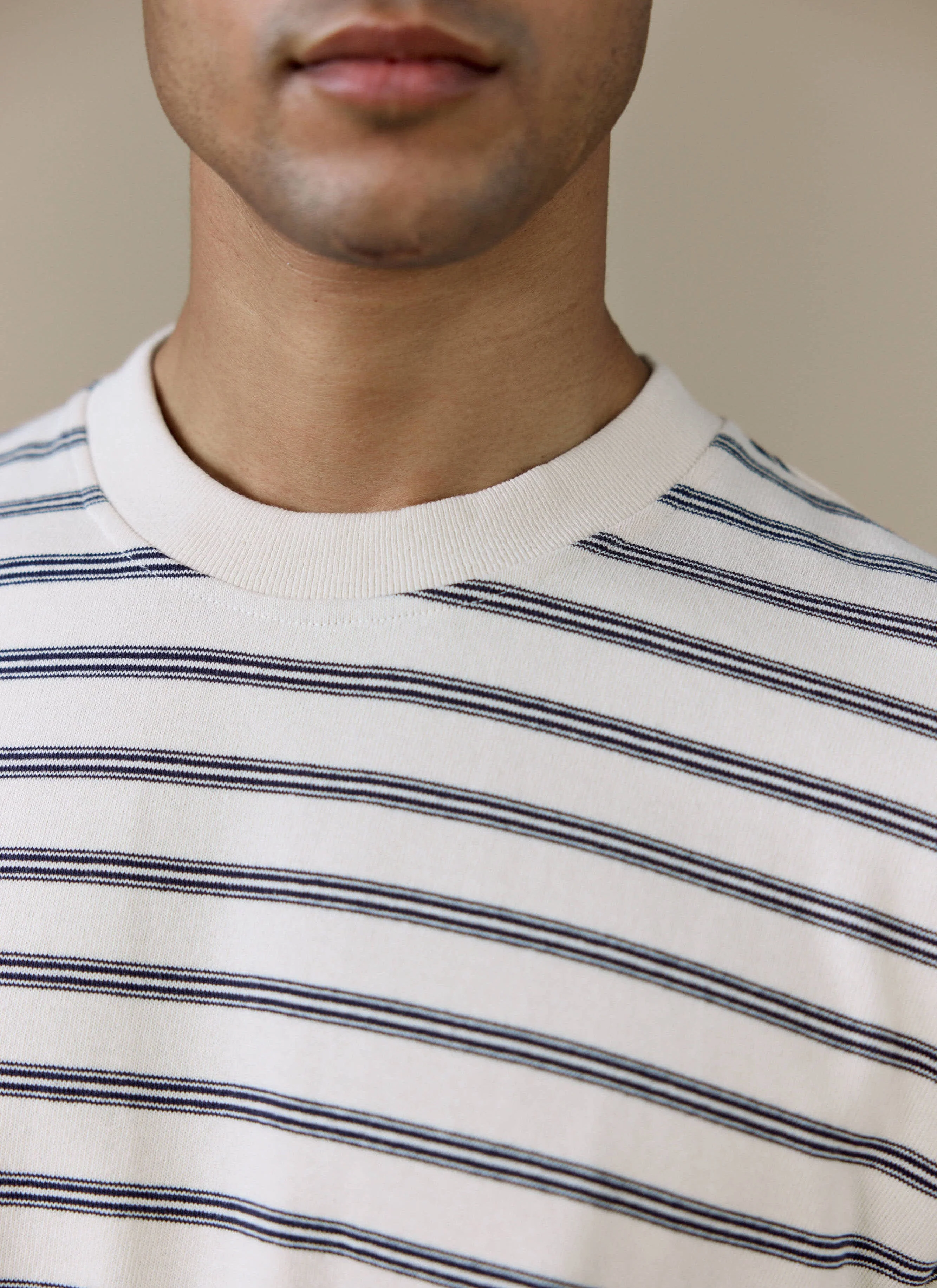Arlo Raw Hem Breton T Shirt | Organic Cotton | White Stripe - Image 2