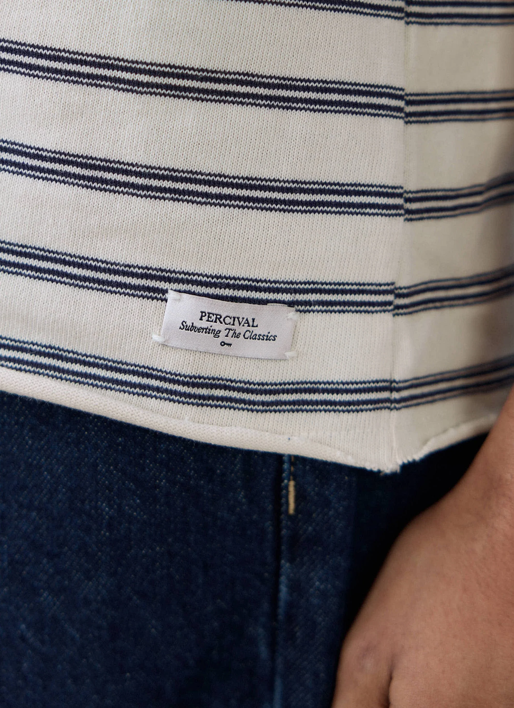 Arlo Raw Hem Breton T Shirt | Organic Cotton | White Stripe - Image 3