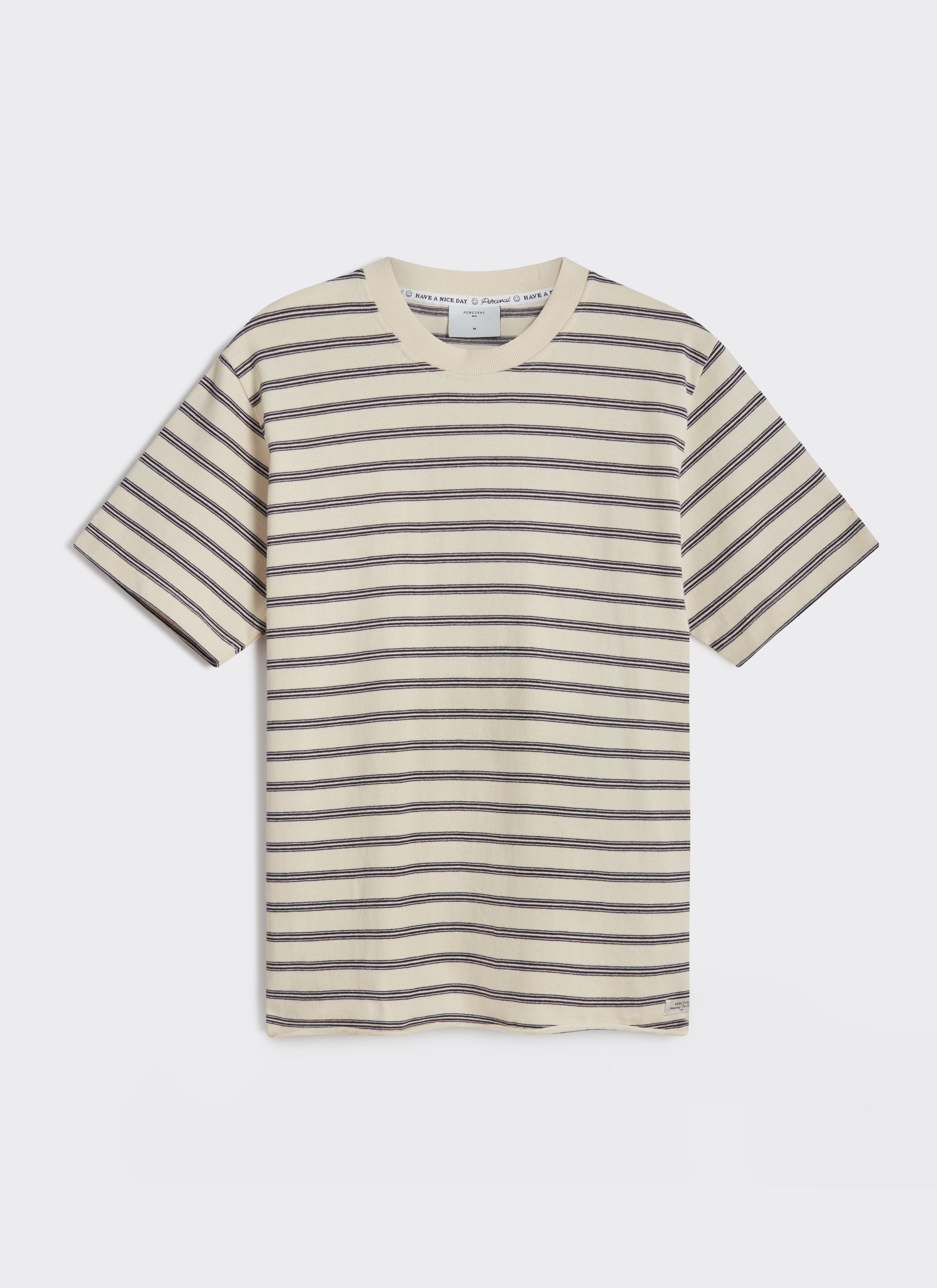 Arlo Raw Hem Breton T Shirt | Organic Cotton | White Stripe - Image 6