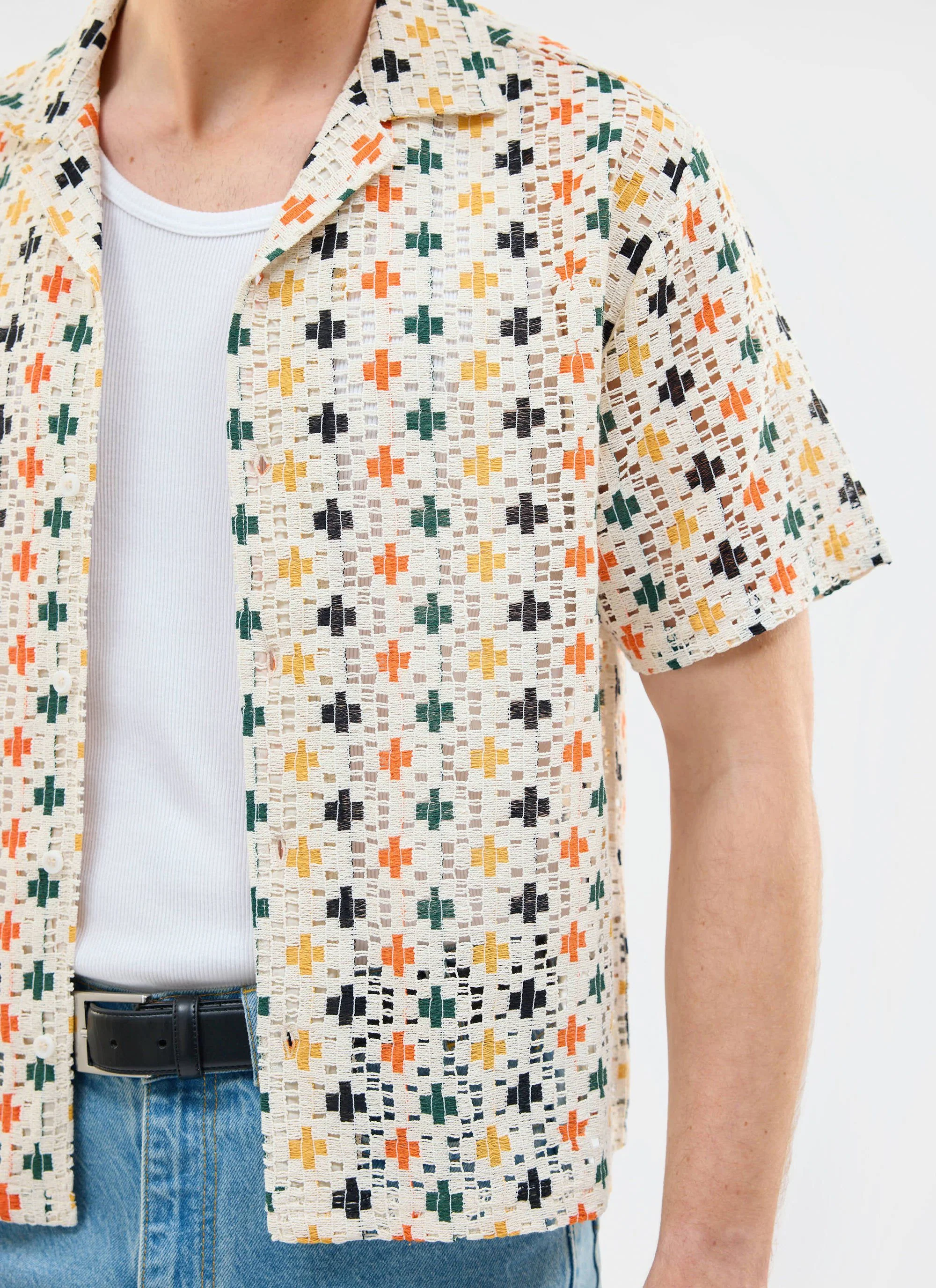 Bailing Crochet Cuban Shirt | Multi - Image 7