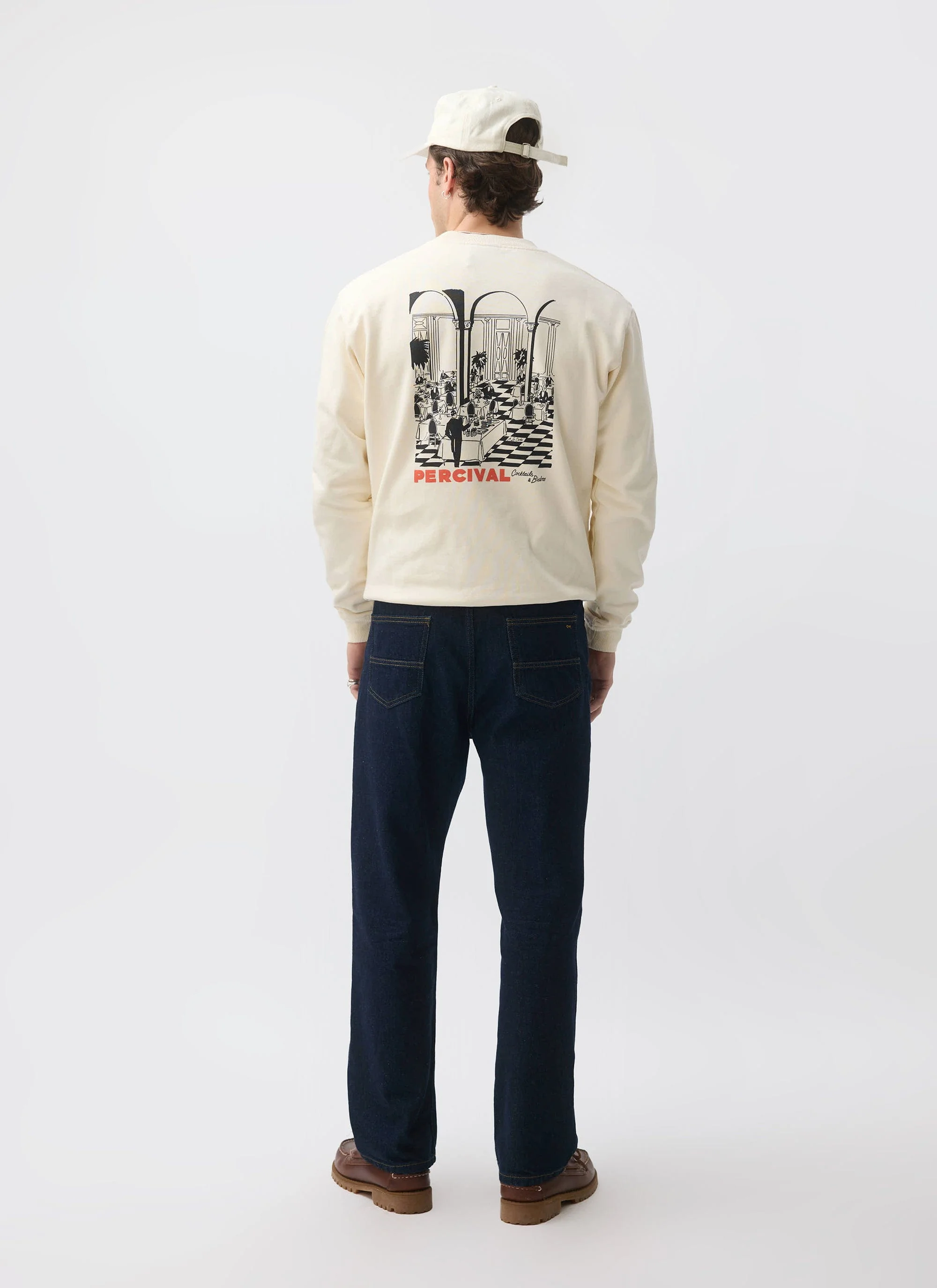 Bistro Printed Sweatshirt | Cotton | Cream