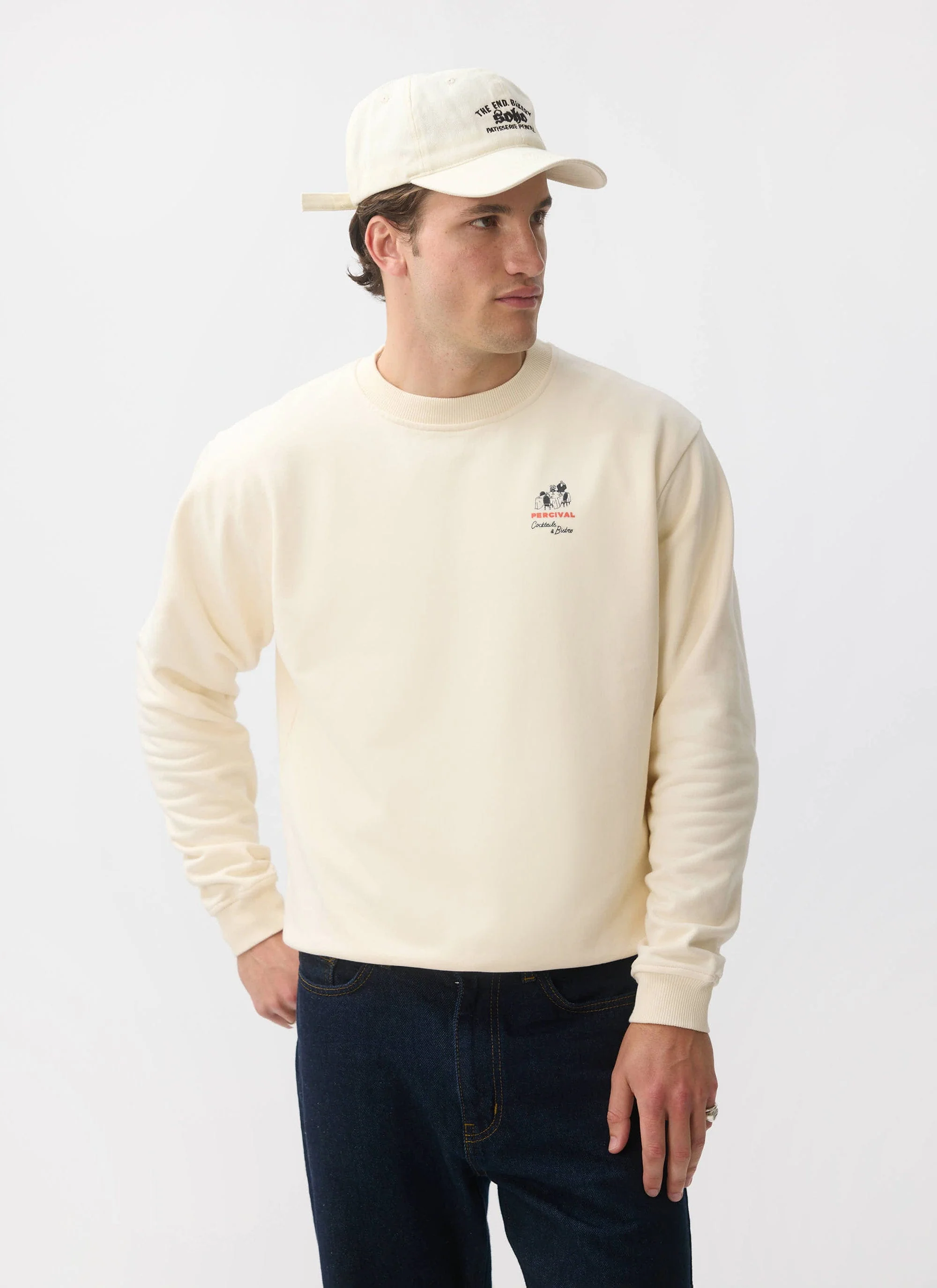 Bistro Printed Sweatshirt | Cotton | Cream - Image 2