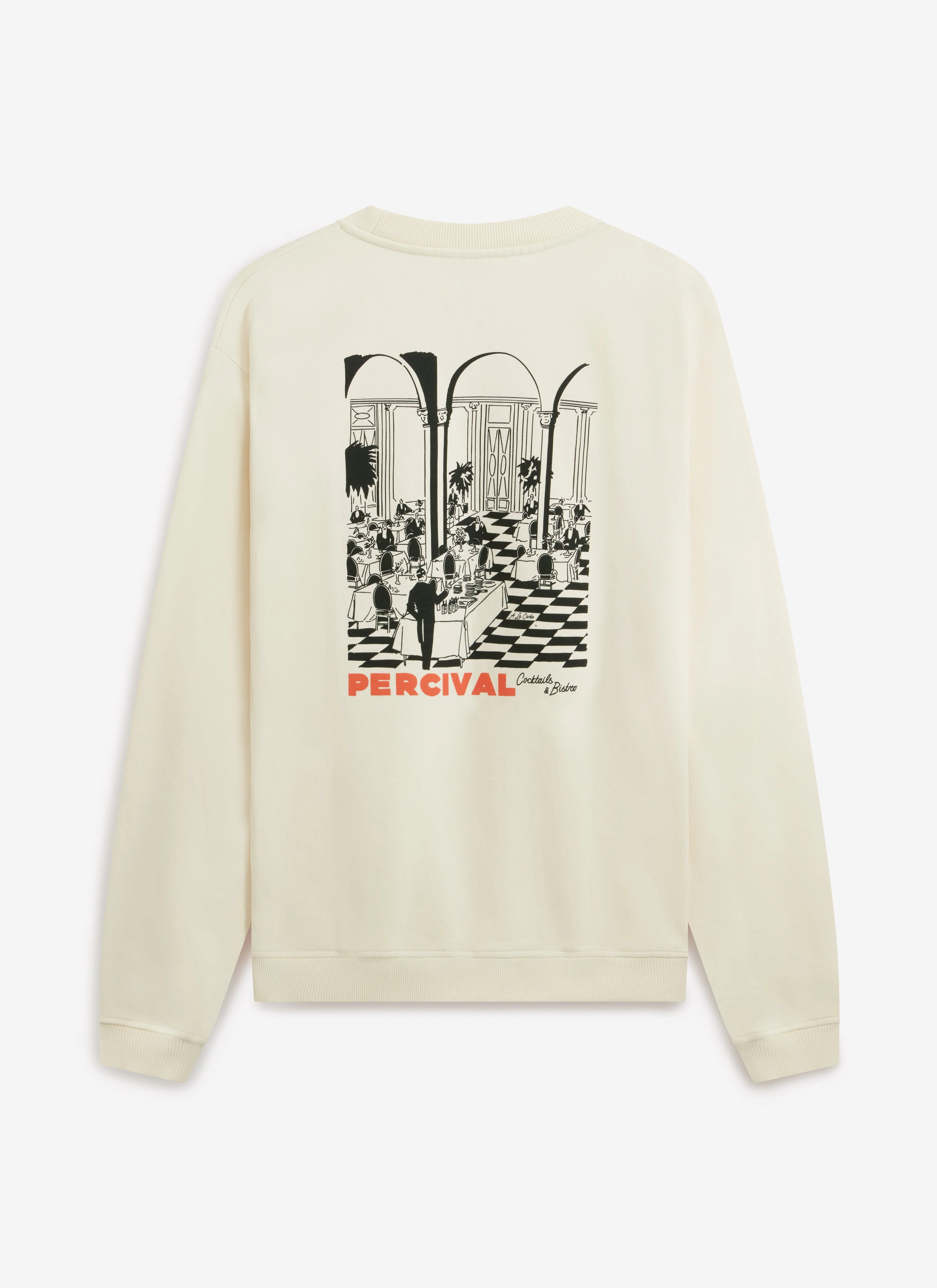 Bistro Printed Sweatshirt | Cotton | Cream - Image 6