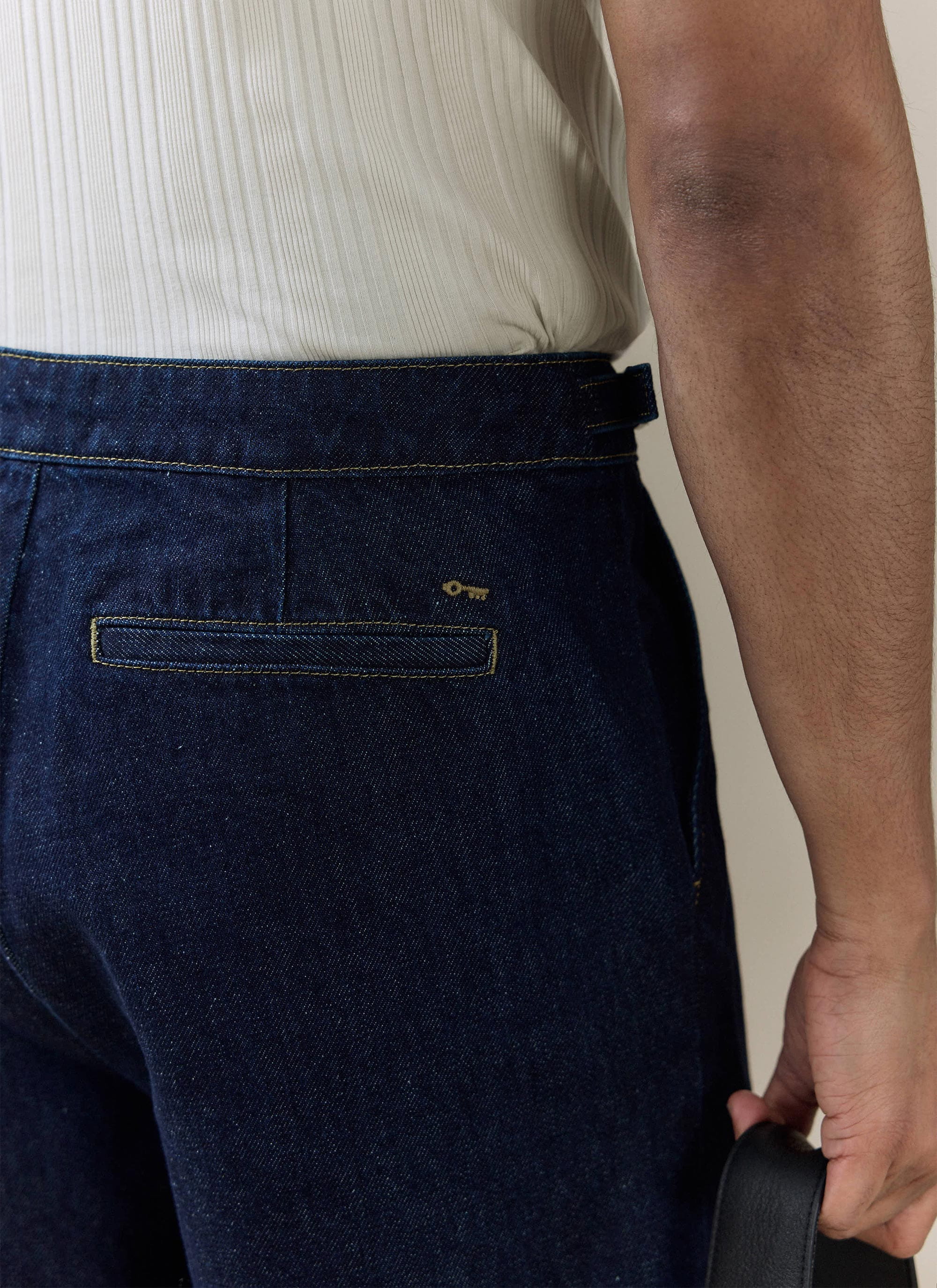 Blake Double Pleated Denim Shorts | Cotton | Dark Indigo - Image 6