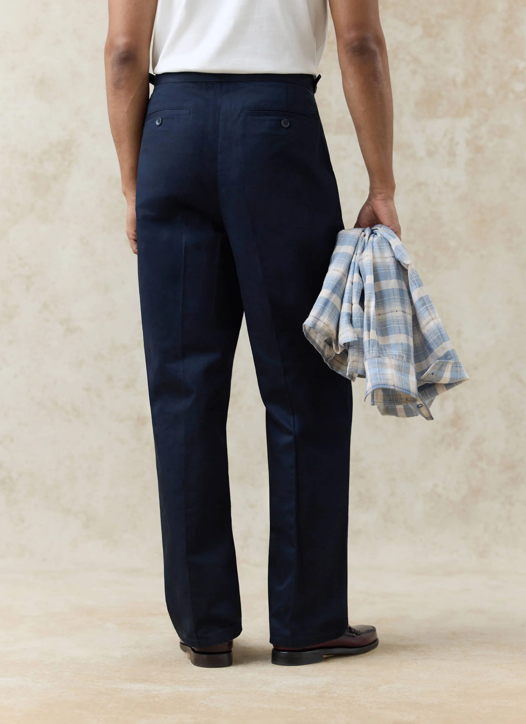 Blake Double Pleated Trousers | Cotton | Navy - Image 5