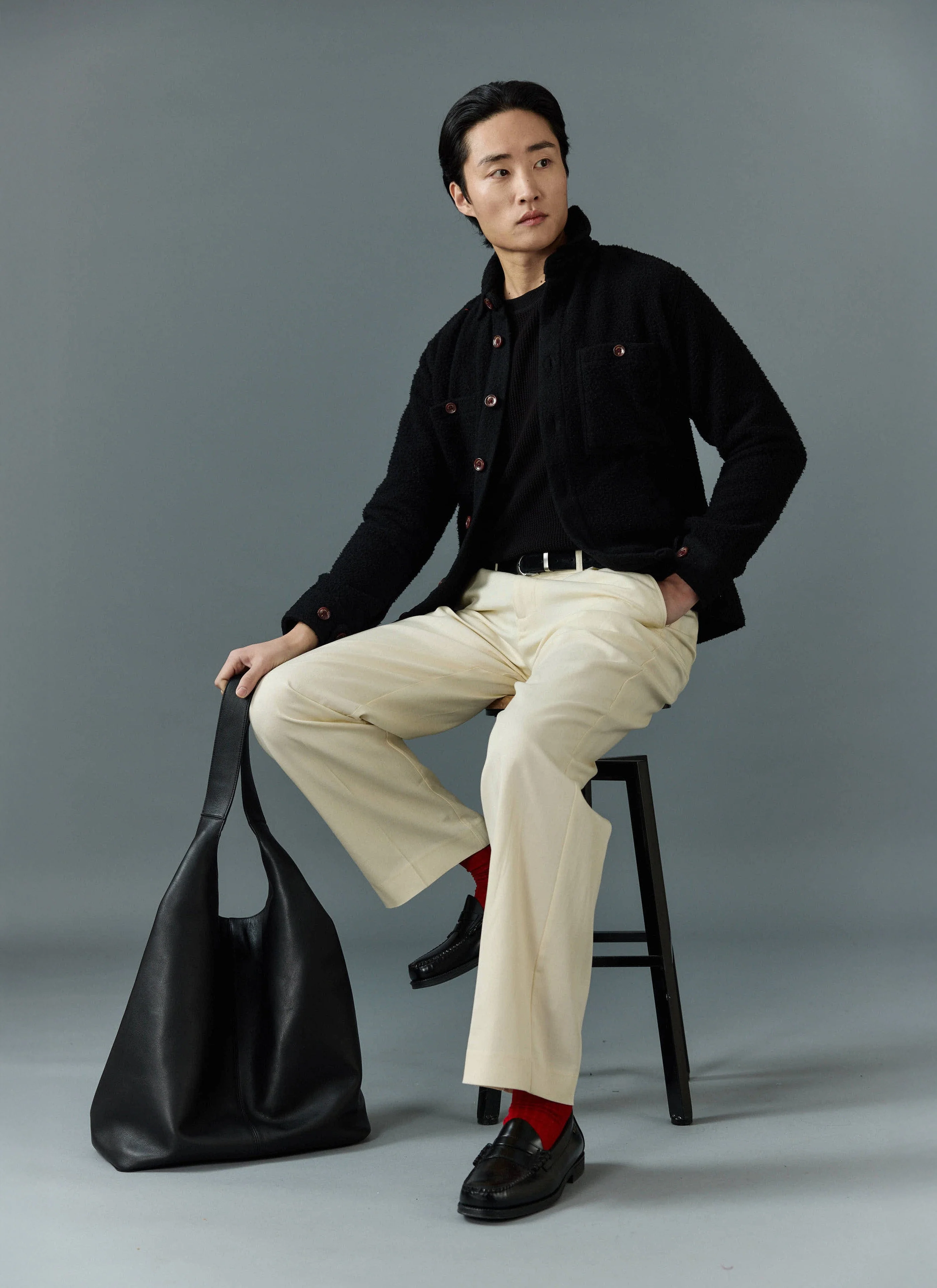 Blanket Overshirt | Casentino Wool | Black - Image 3