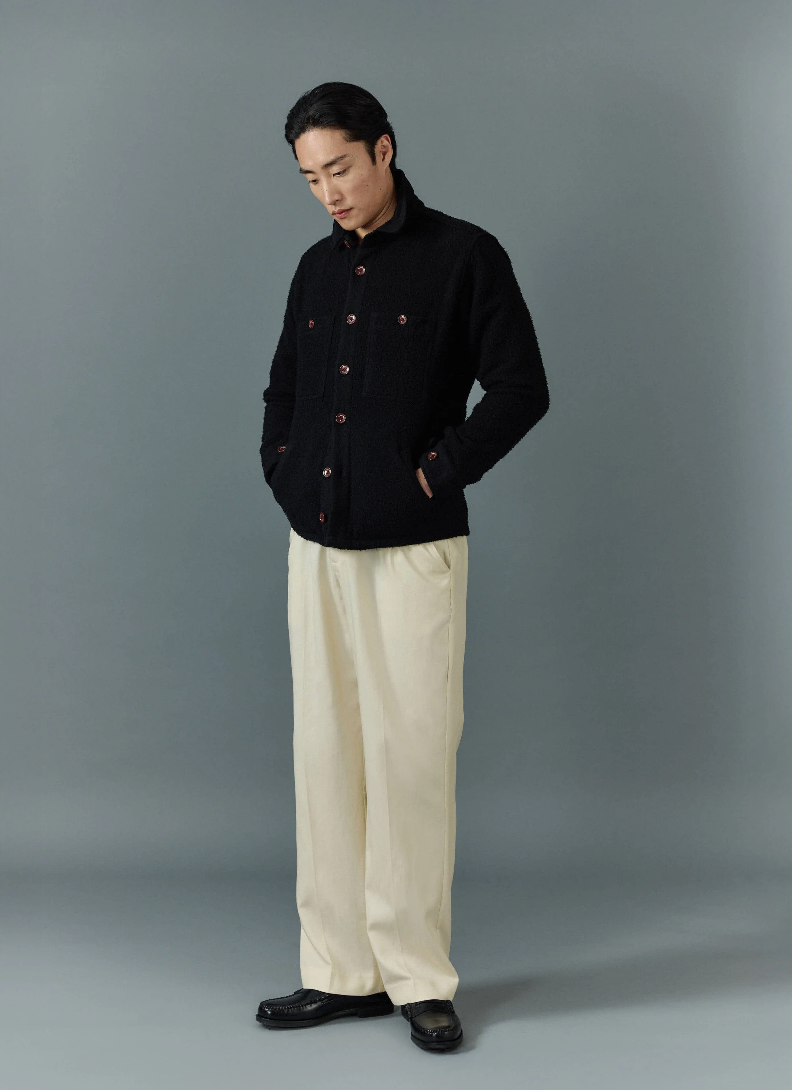 Blanket Overshirt | Casentino Wool | Black - Image 6