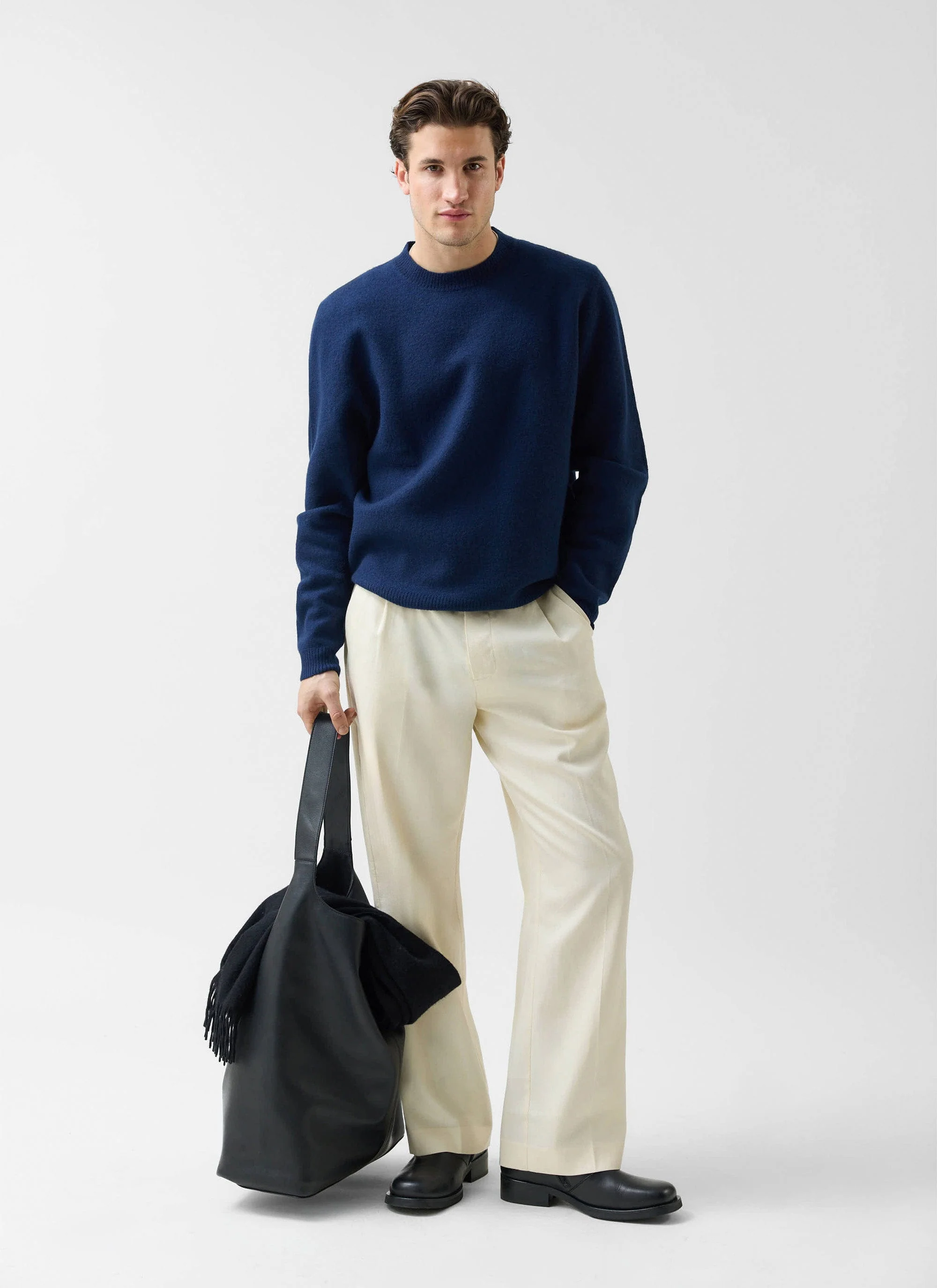 Felted Relaxed Jumper | Wool | Navy - Image 7