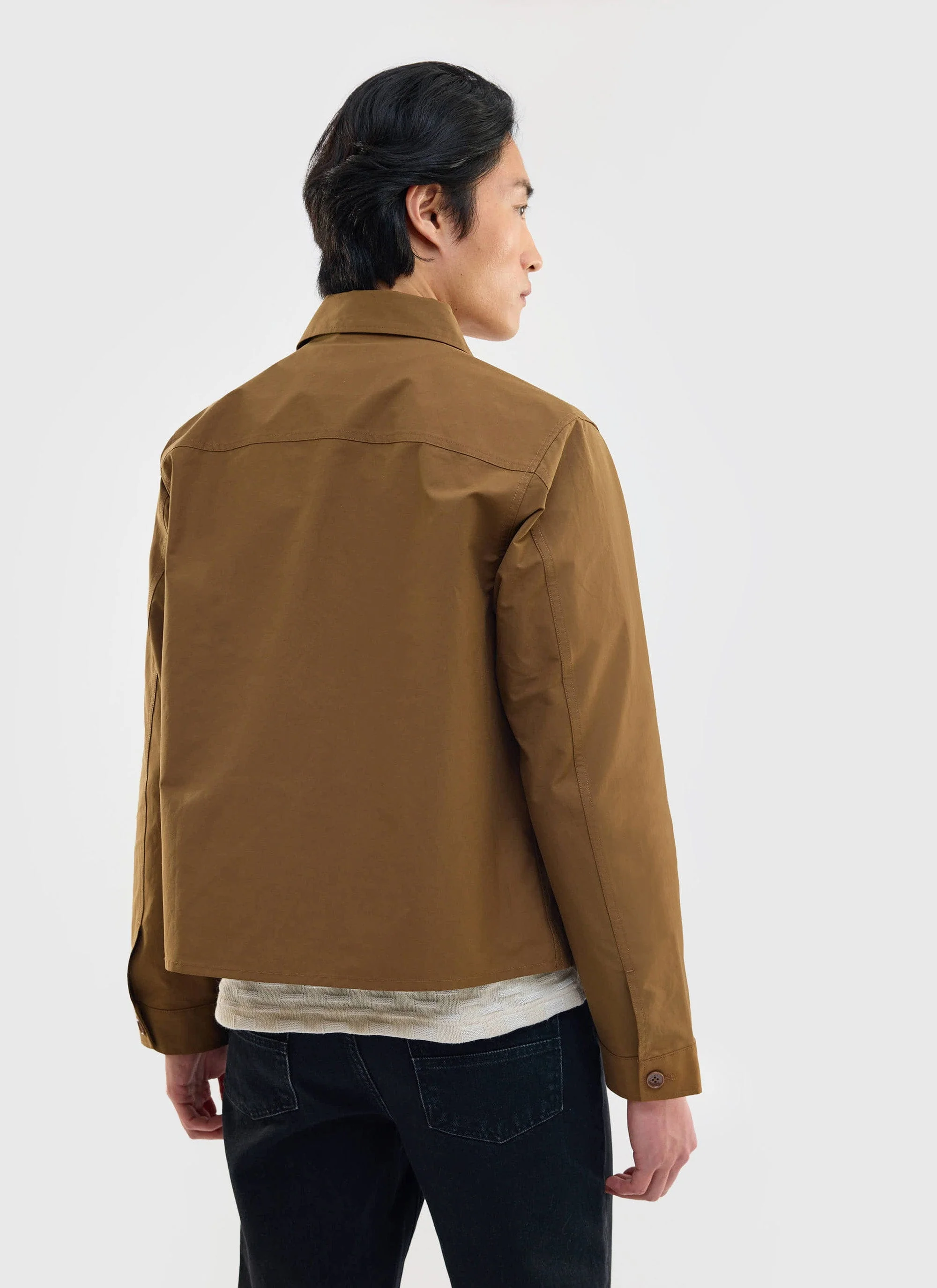Boxy Cropped Pocket Overshirt | Brown - Image 6