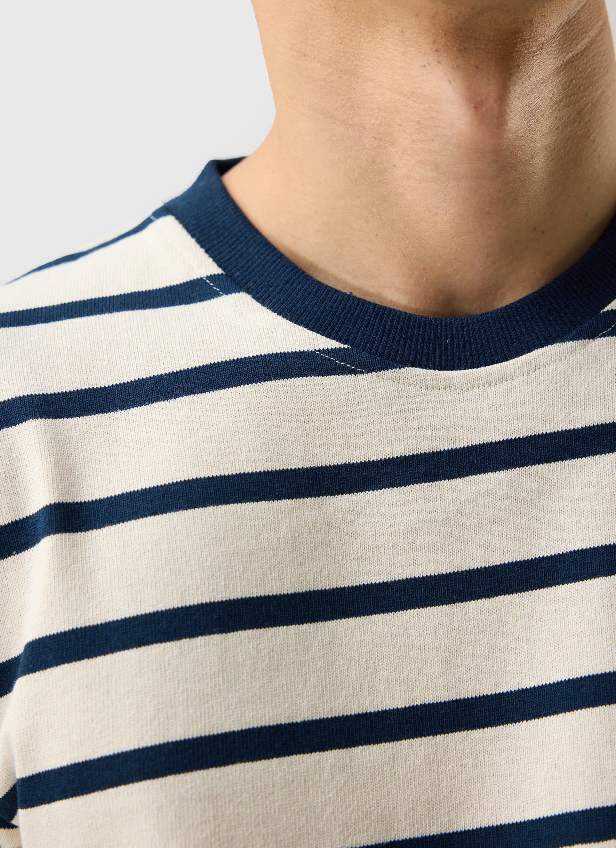 Breton Stripe T Shirt | Organic Cotton | Cream with Navy - Image 5