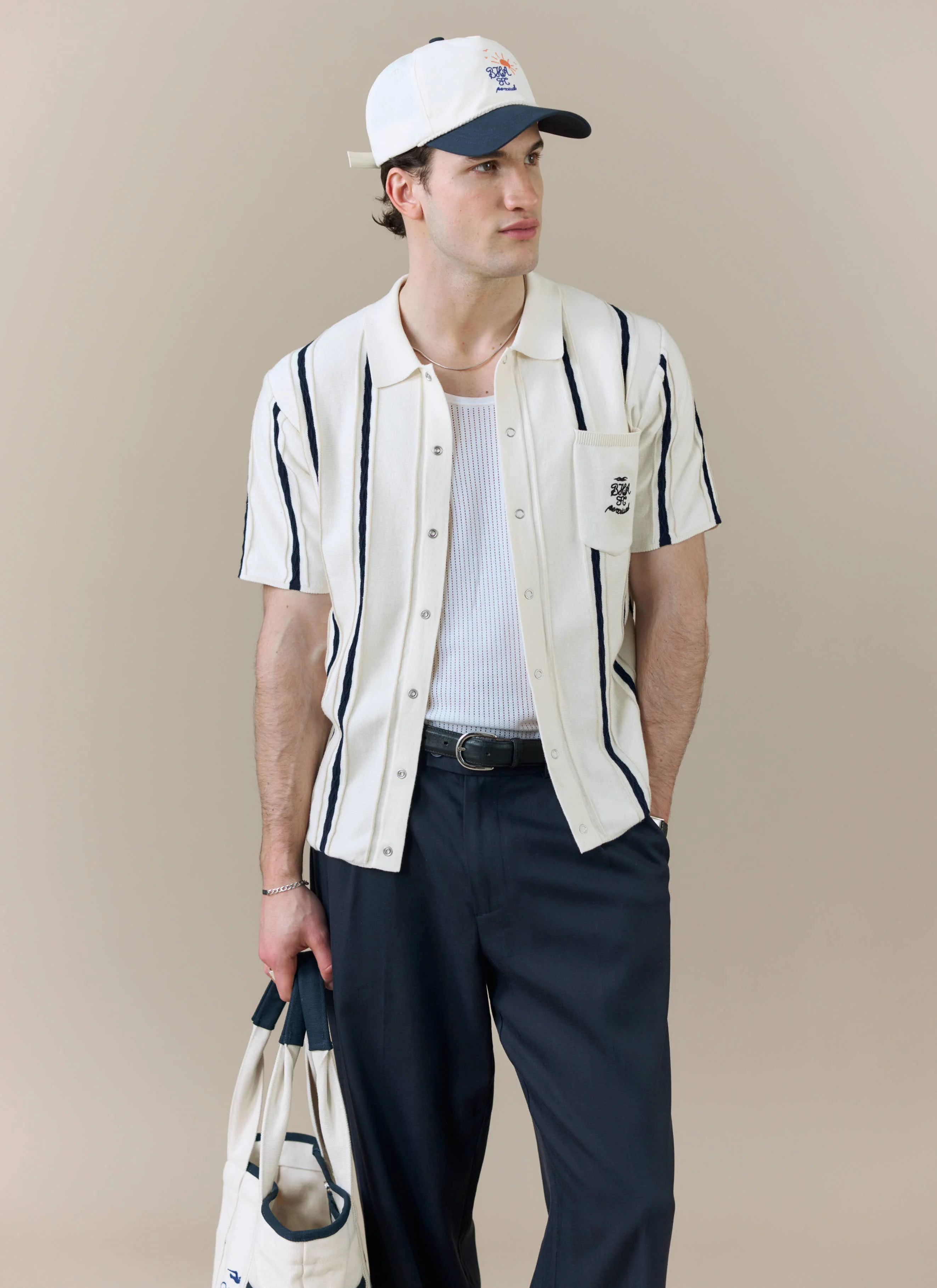 Cable Stripe Knitted Shirt | Brighton & Hove Albion F.C. x Percival | Cream