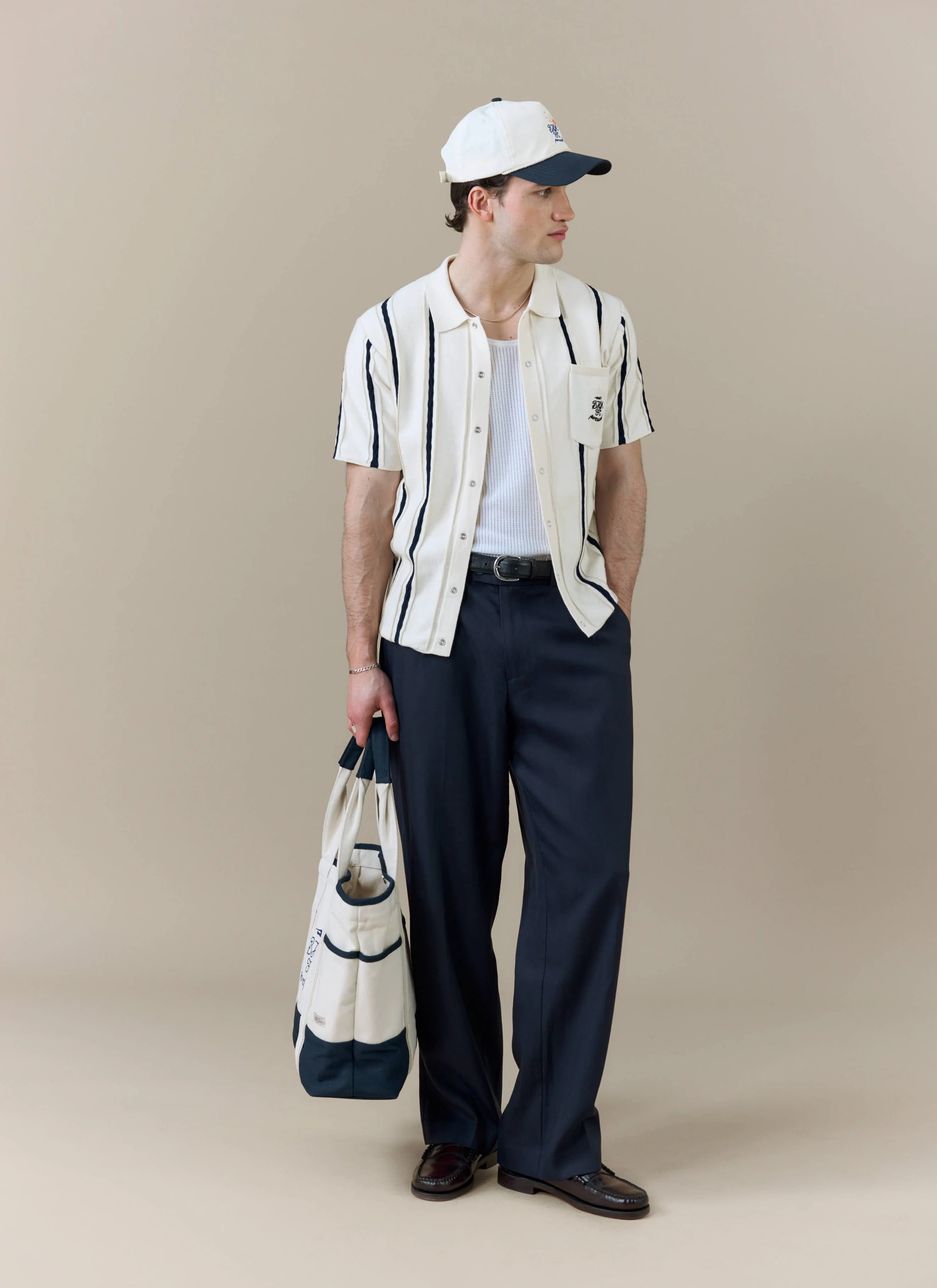 Cable Stripe Knitted Shirt | Brighton & Hove Albion F.C. x Percival | Cream - Image 3