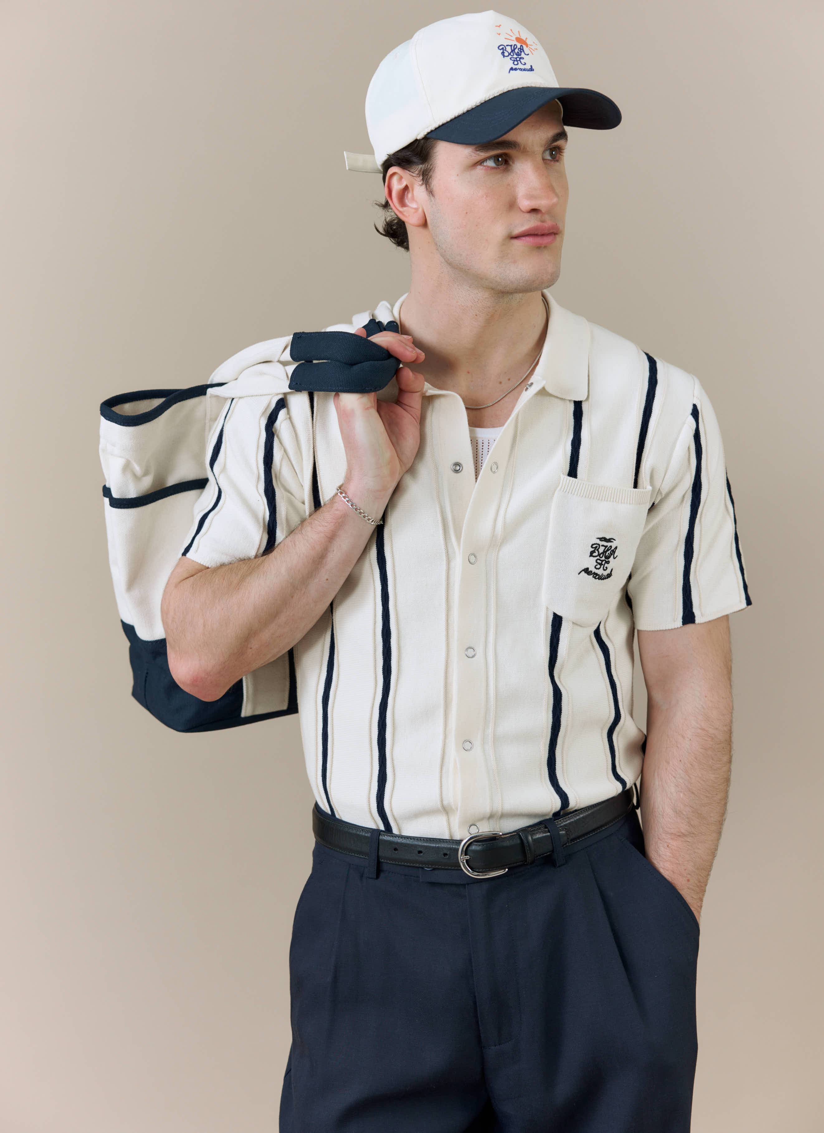 Cable Stripe Knitted Shirt | Brighton & Hove Albion F.C. x Percival | Cream - Image 4