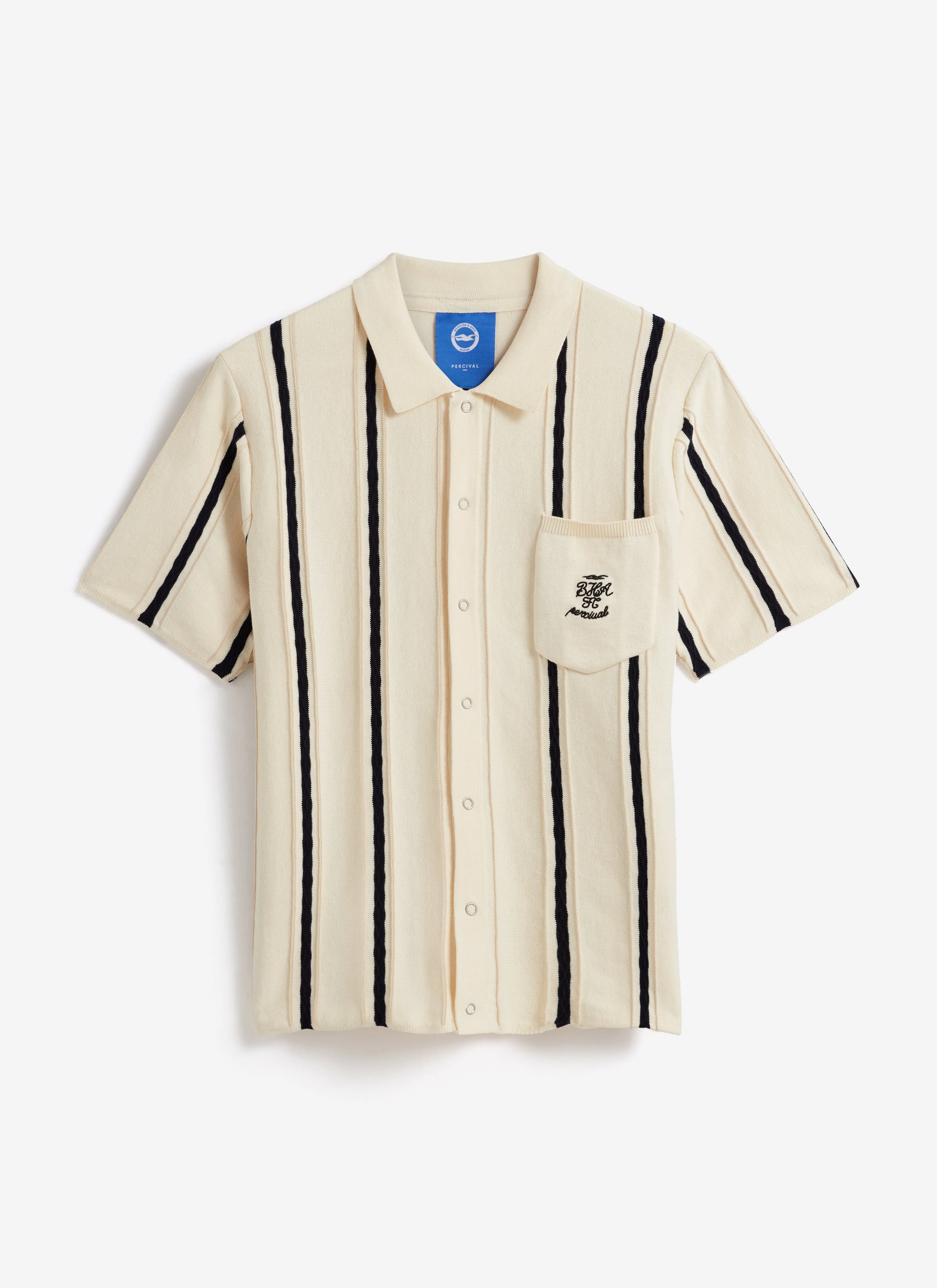 Cable Stripe Knitted Shirt | Brighton & Hove Albion F.C. x Percival | Cream - Image 5