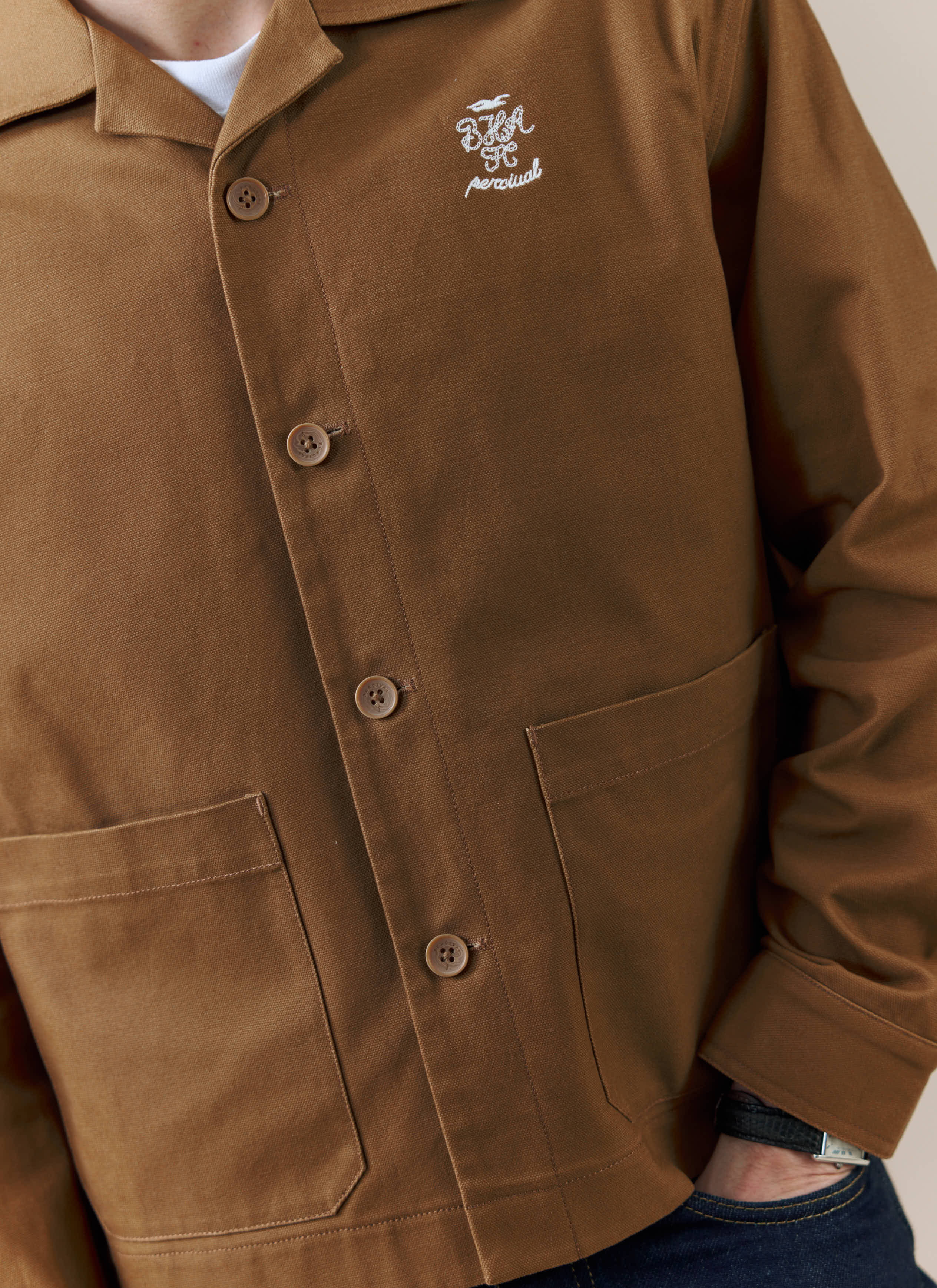 Cotton Canvas Workshirt | Brighton & Hove Albion F.C. x Percival | Brown - Image 6