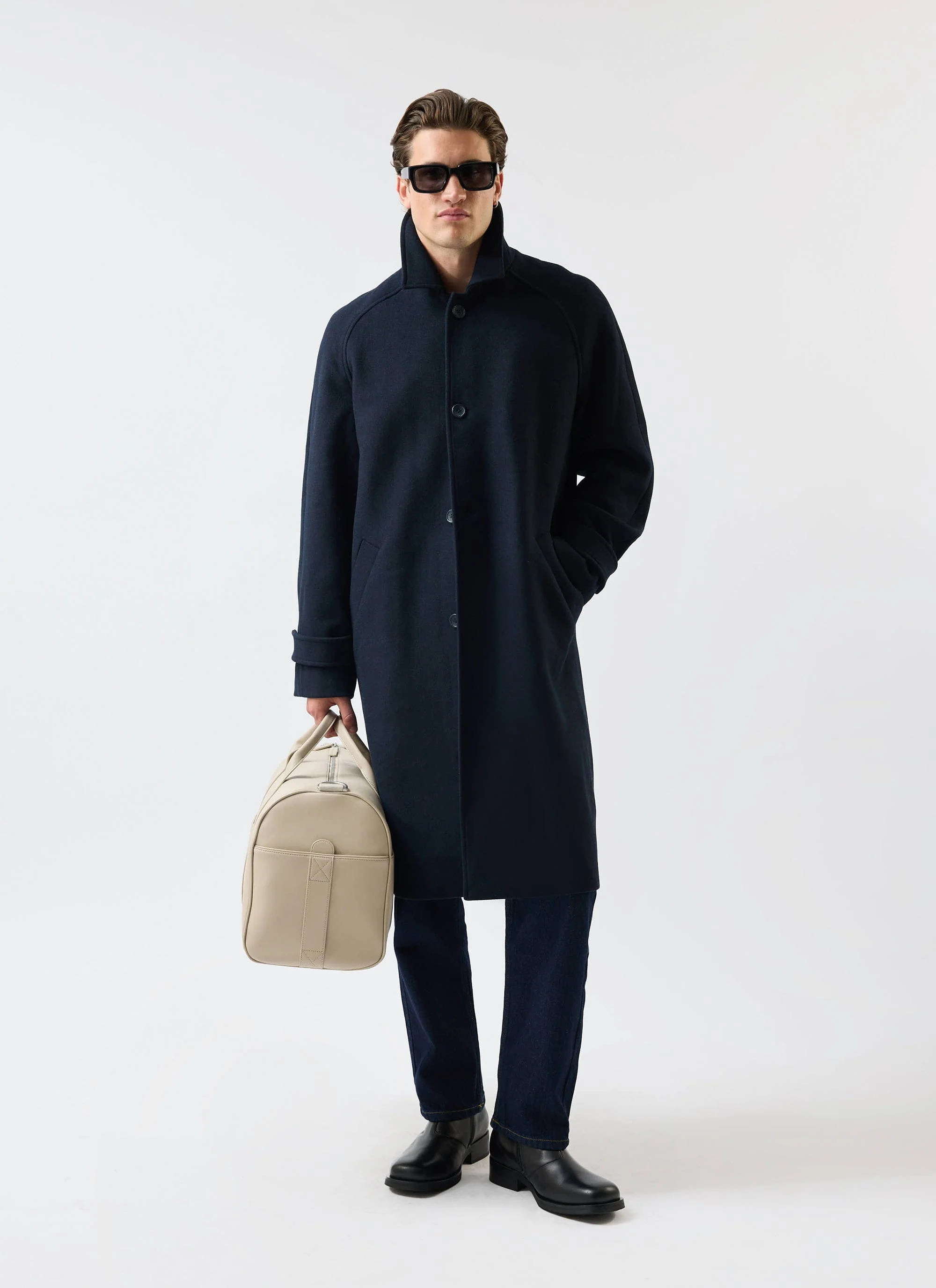 Men's Wool Car Coat | Navy - Image 4