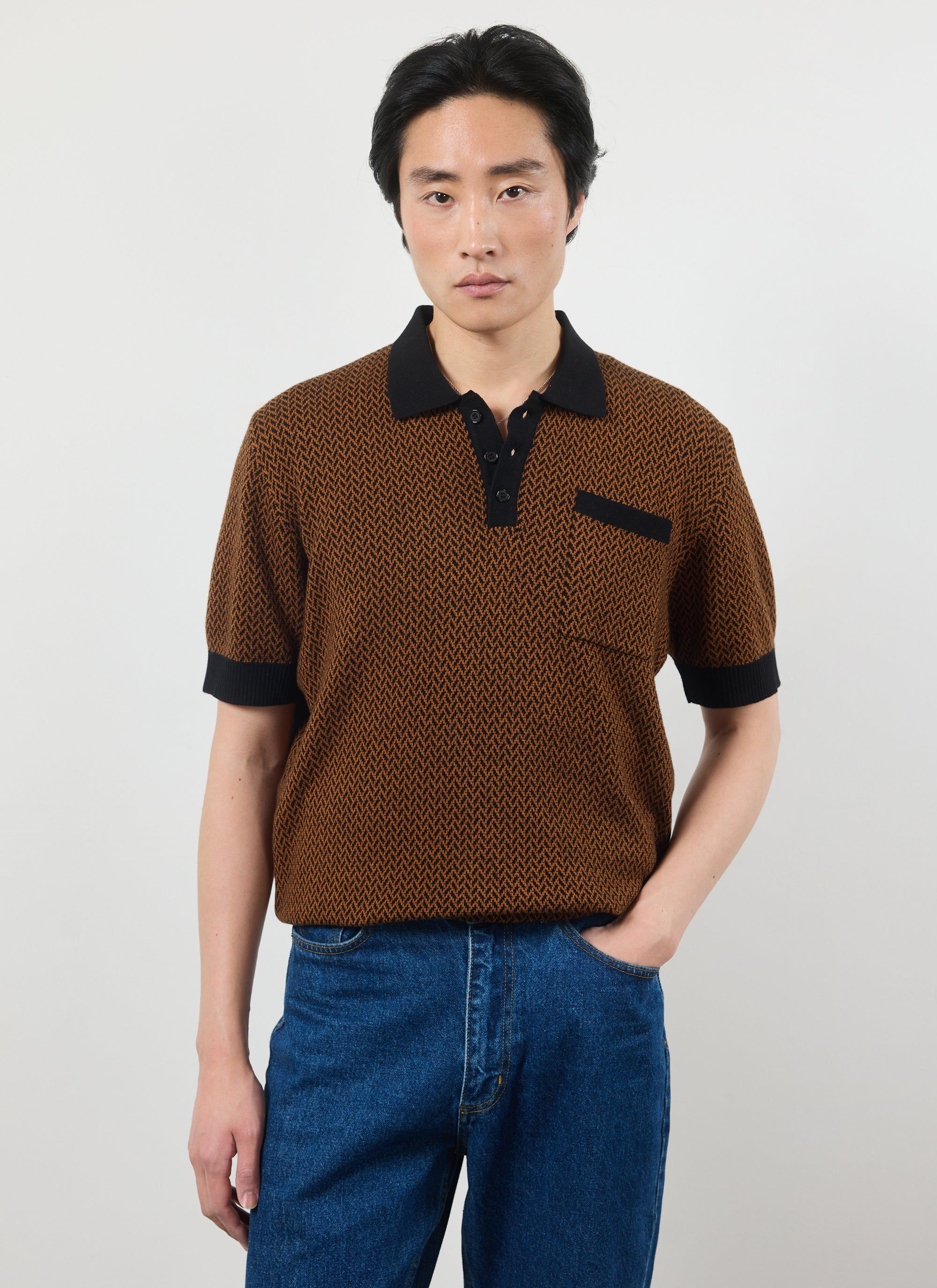 Casa Martini Knitted Polo | Cotton | Espresso - Image 4