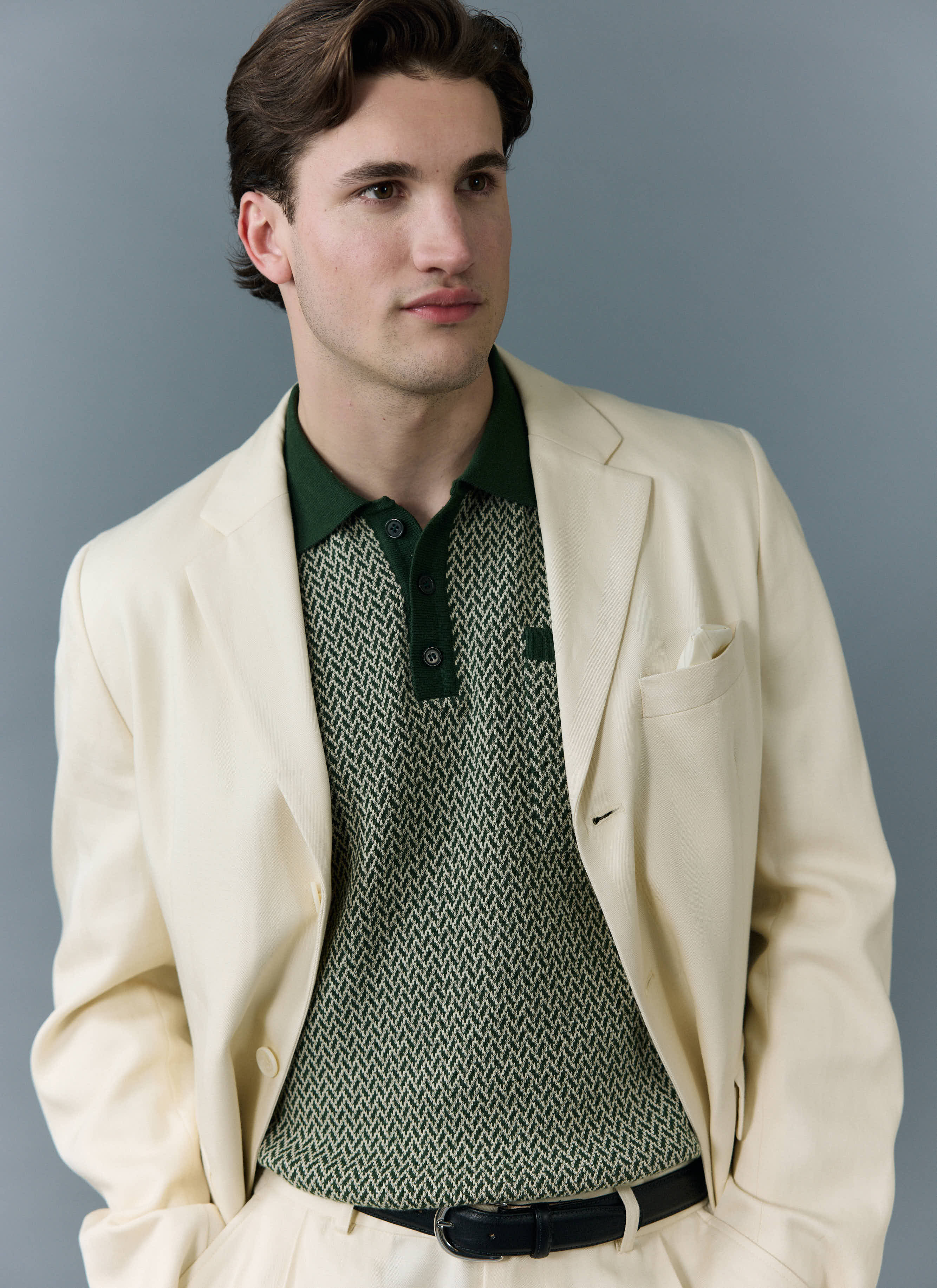 Casa Martini Knitted Polo | Cotton | Forest - Image 3