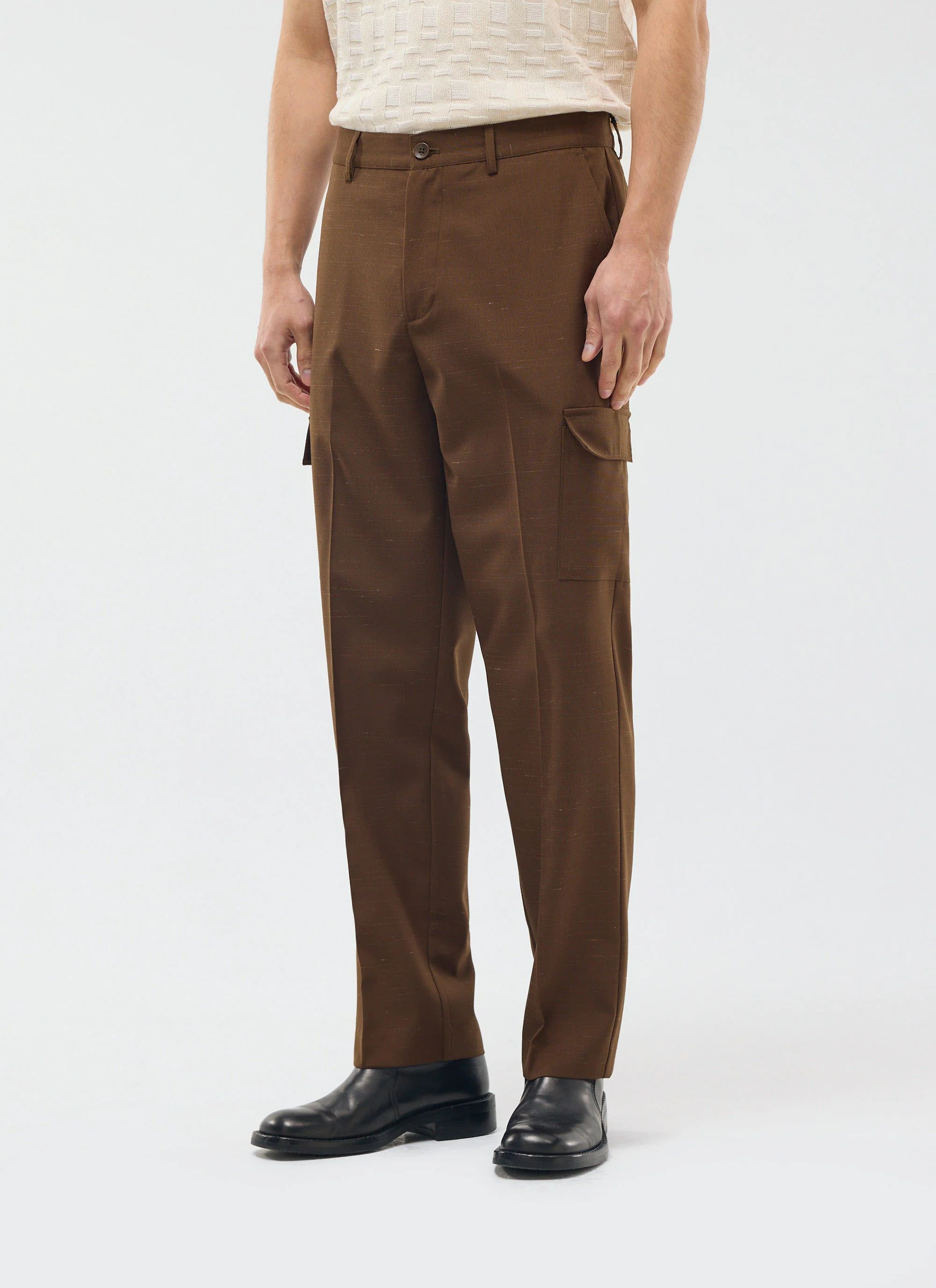 Trentino Tailored Patch Pocket Trouser | Brown - Image 4
