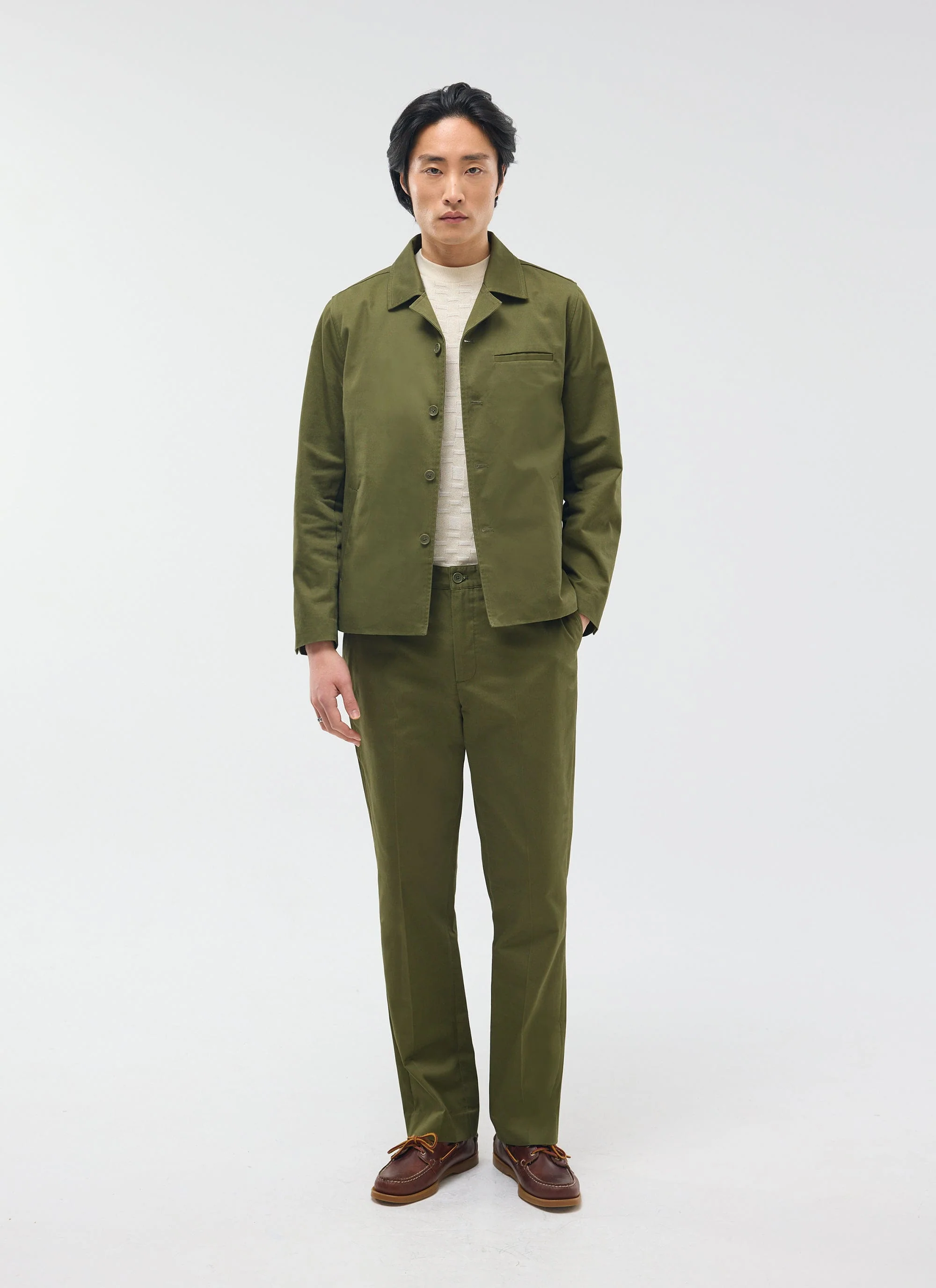 Casual Workwear Jacket | Cotton | Khaki - Image 3