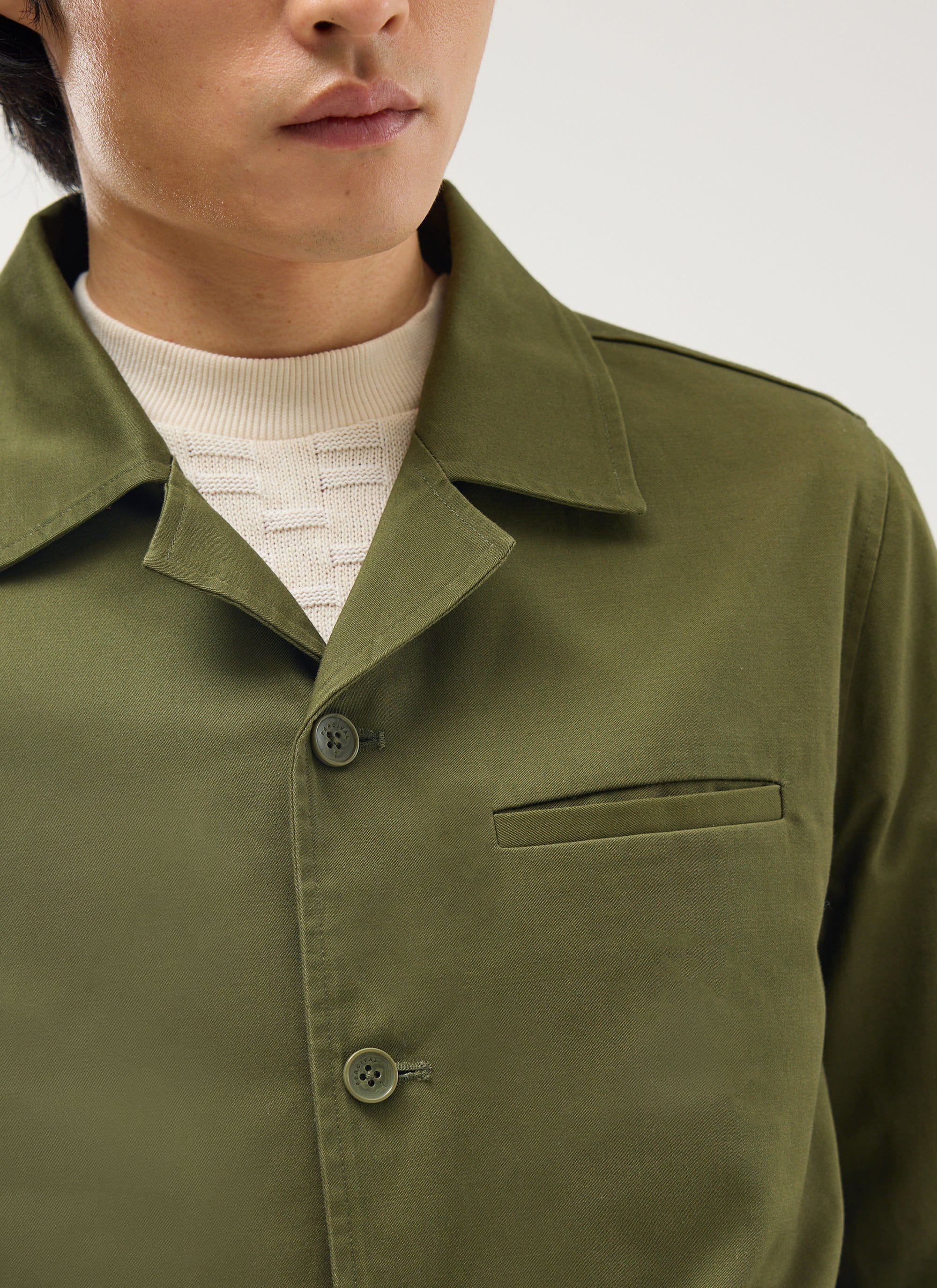 Casual Workwear Jacket | Cotton | Khaki - Image 4