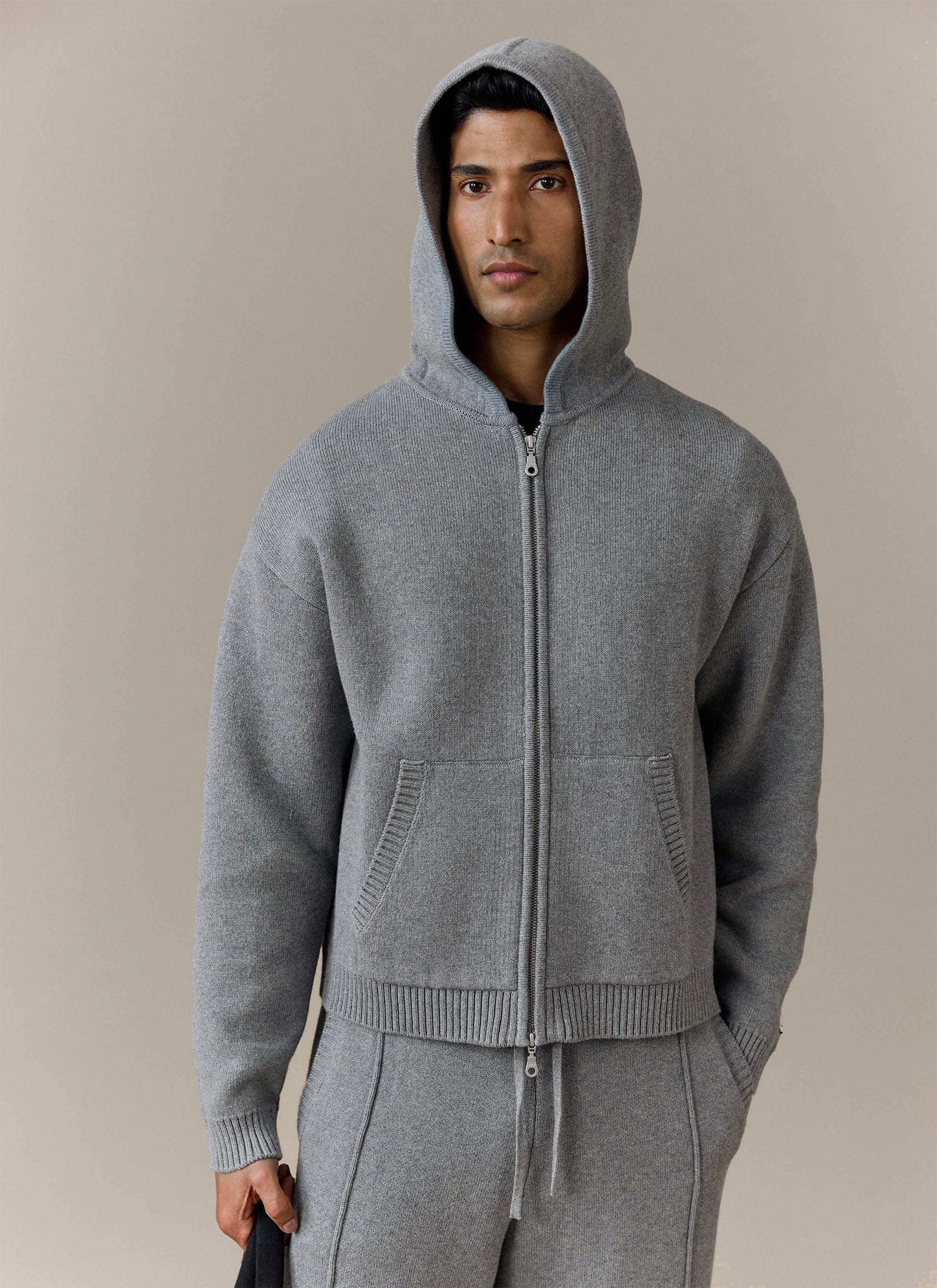 Chronicle Knitted Hoodie | Cotton | Grey - Image 5