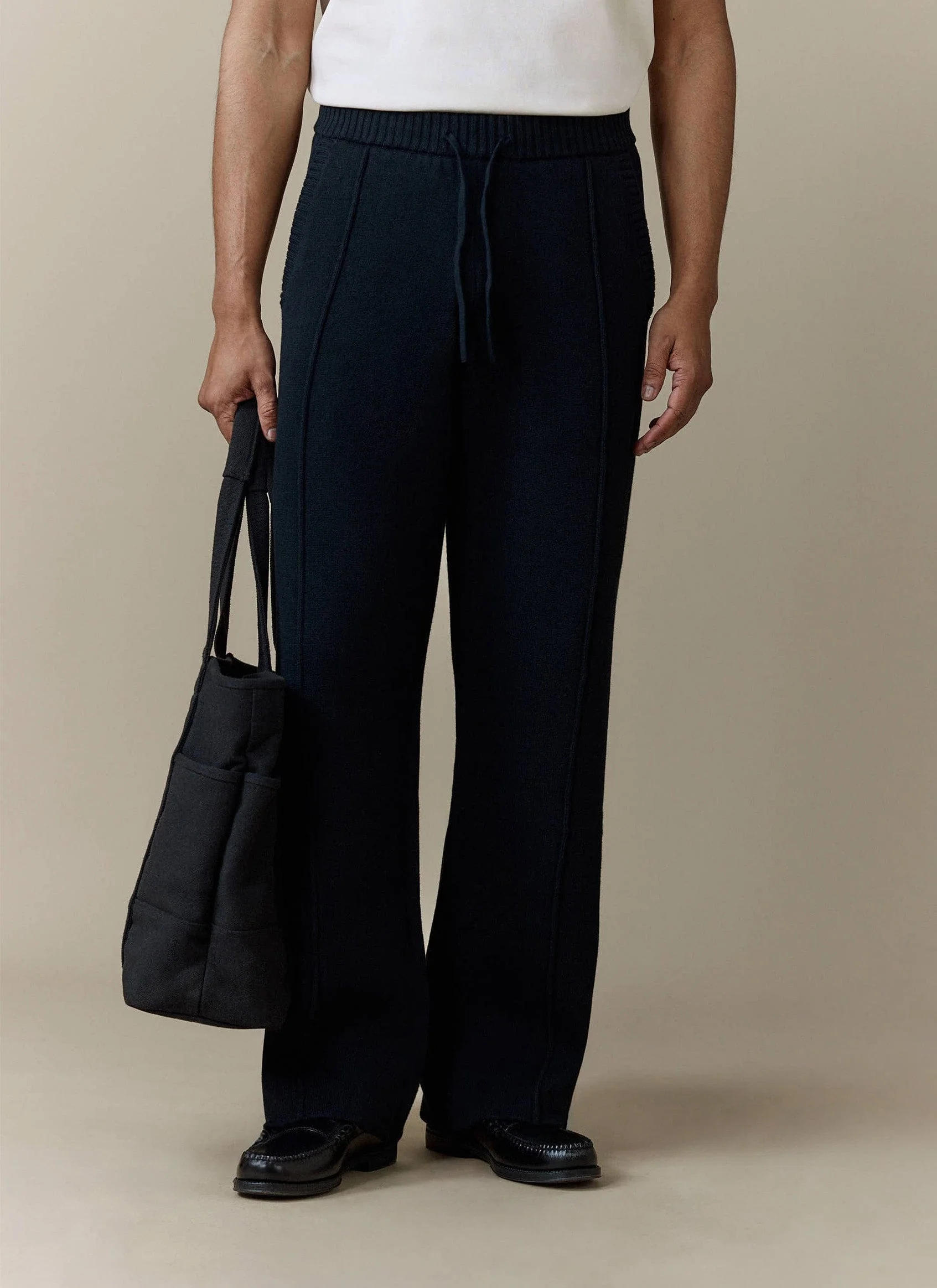 Chronicle Knitted Straight Leg Trackpants | Cotton | Black - Image 3