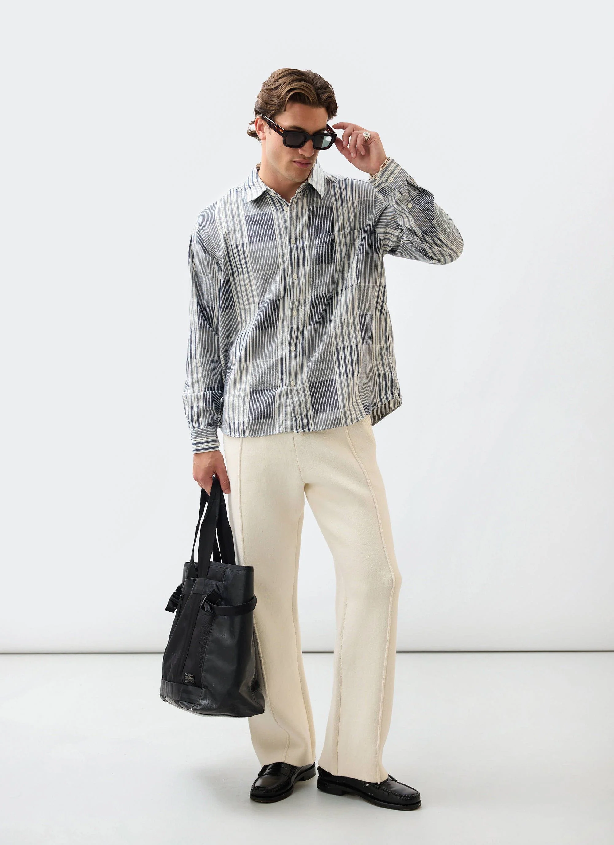 Chronicle Knitted Straight Leg Trackpants | Cotton | Cream - Image 3