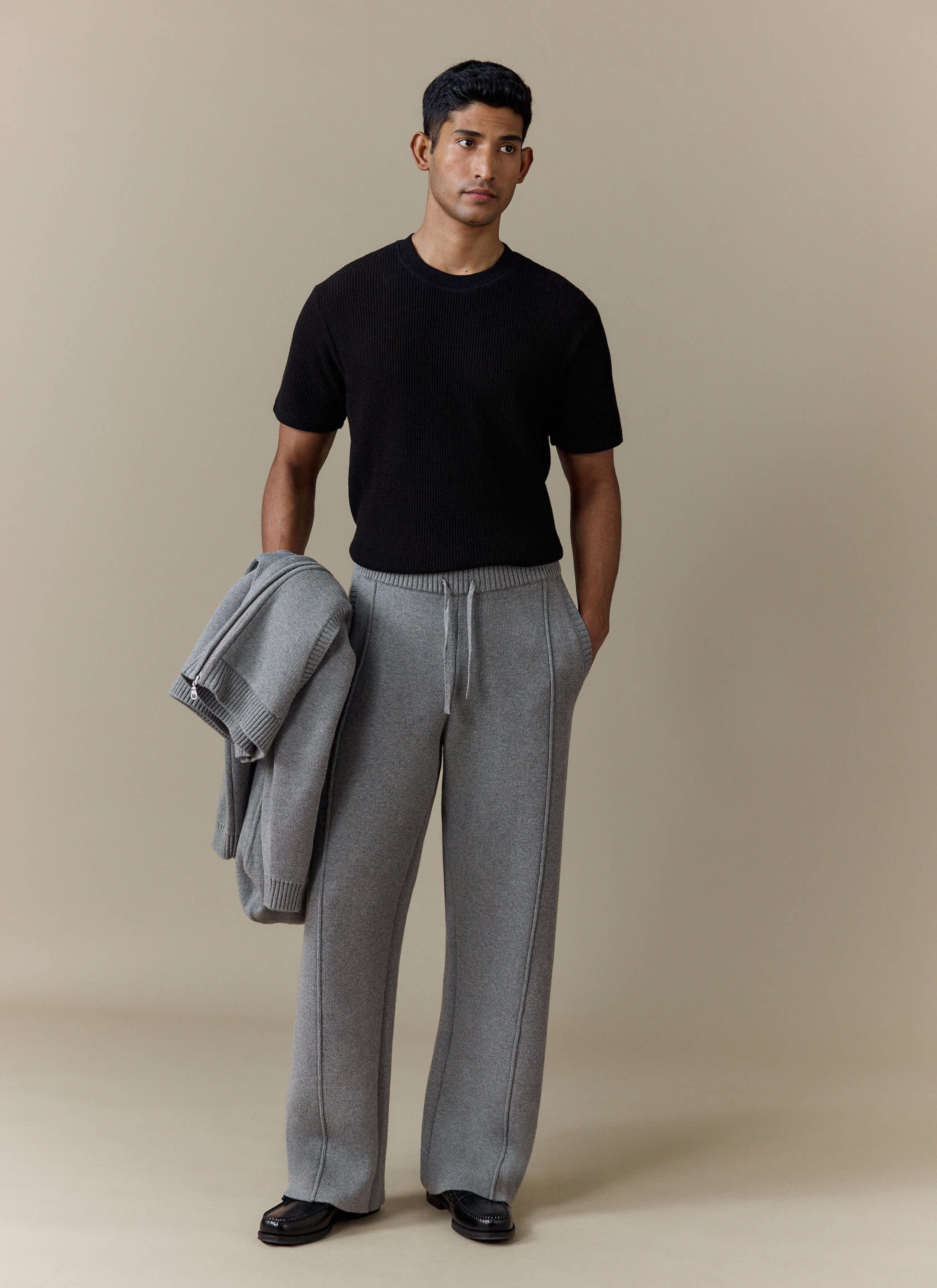Chronicle Knitted Straight Leg Trackpant | Cotton | Grey - Image 6