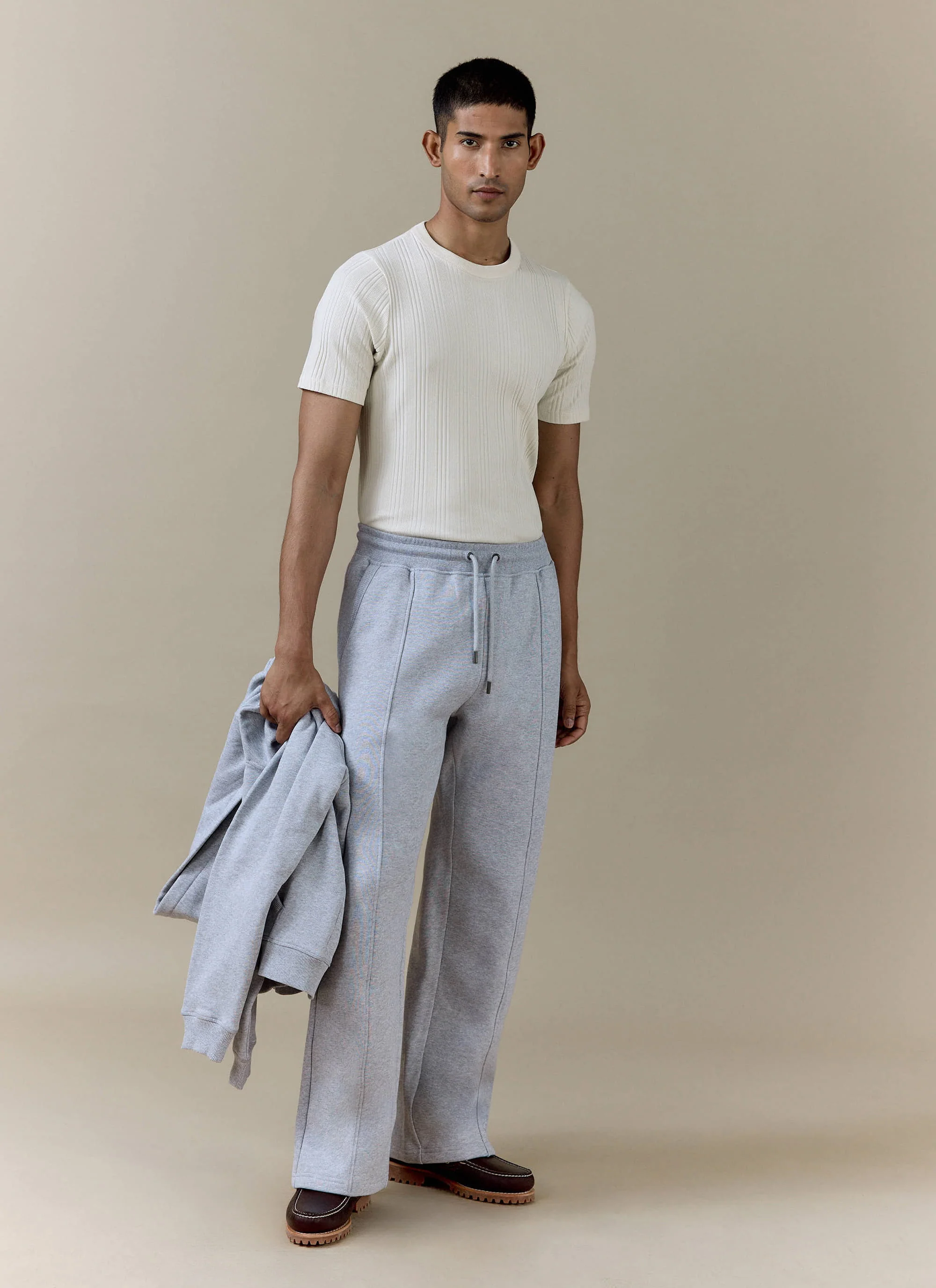 Chronicle Straight Leg Trackpants | Cotton Jersey | Grey - Image 3