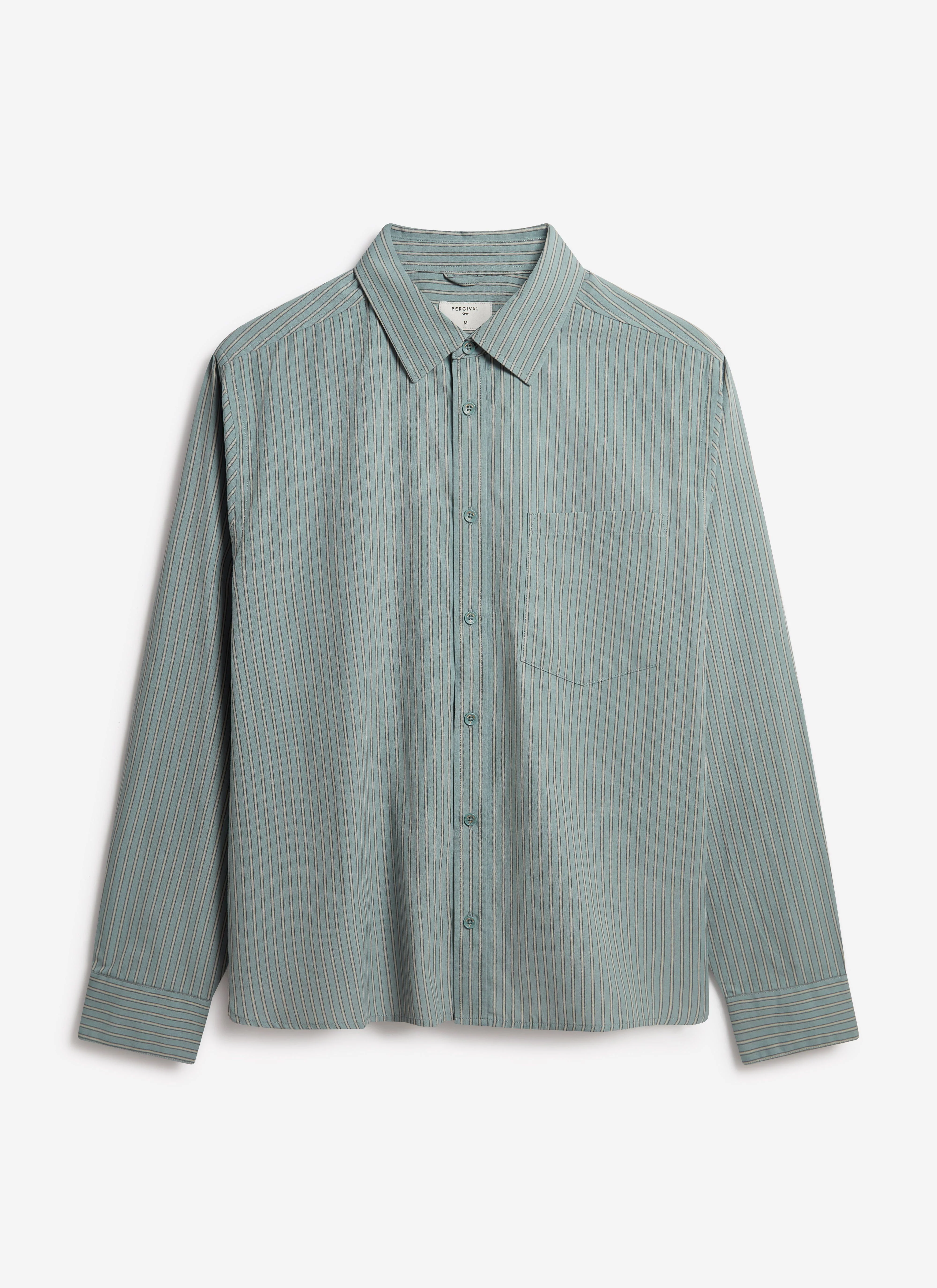 Clancy Striped Long Sleeve Shirt | Cotton | Blue - Image 7