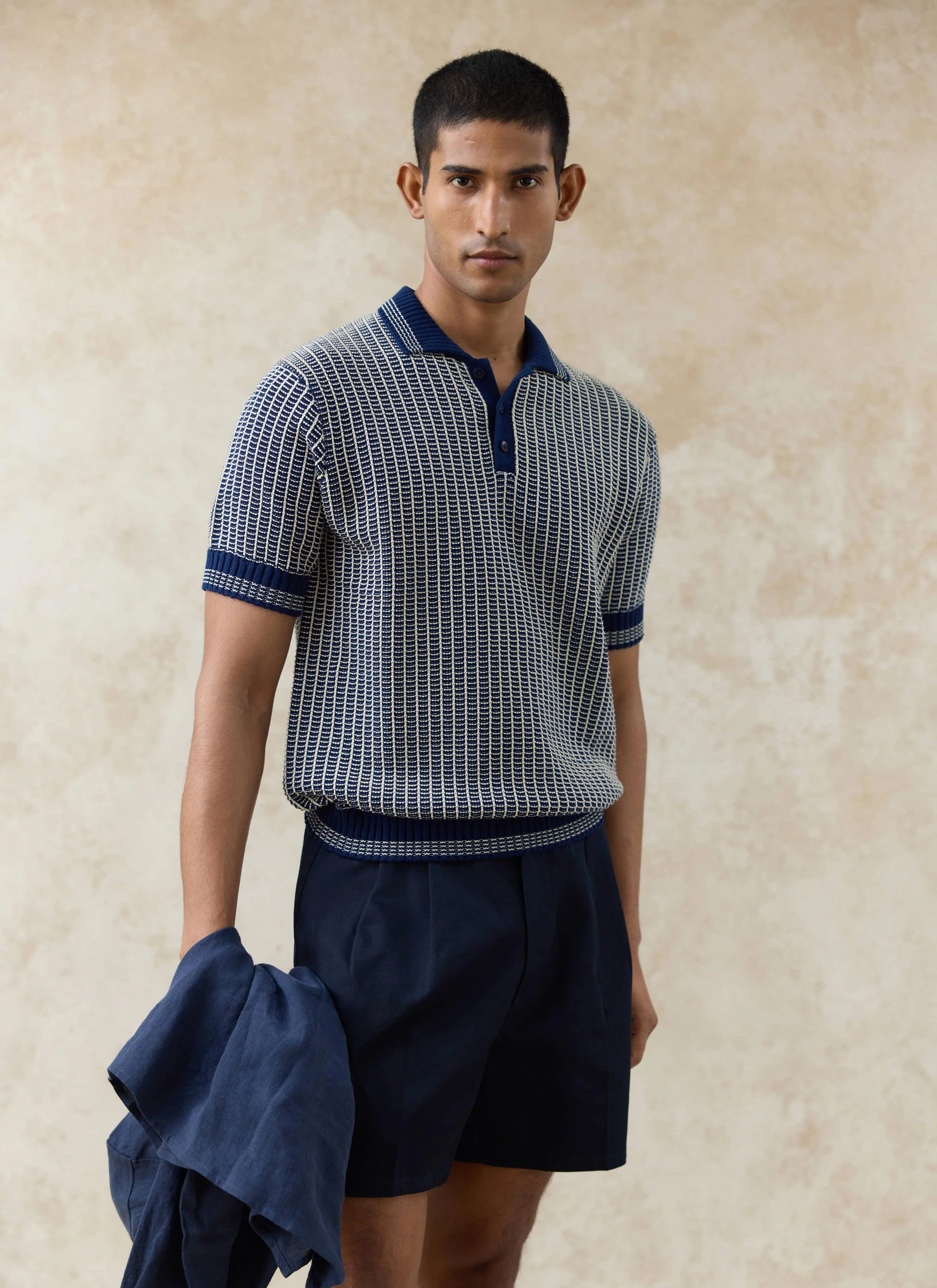Claude Knitted Polo | Cotton | Navy - Image 7