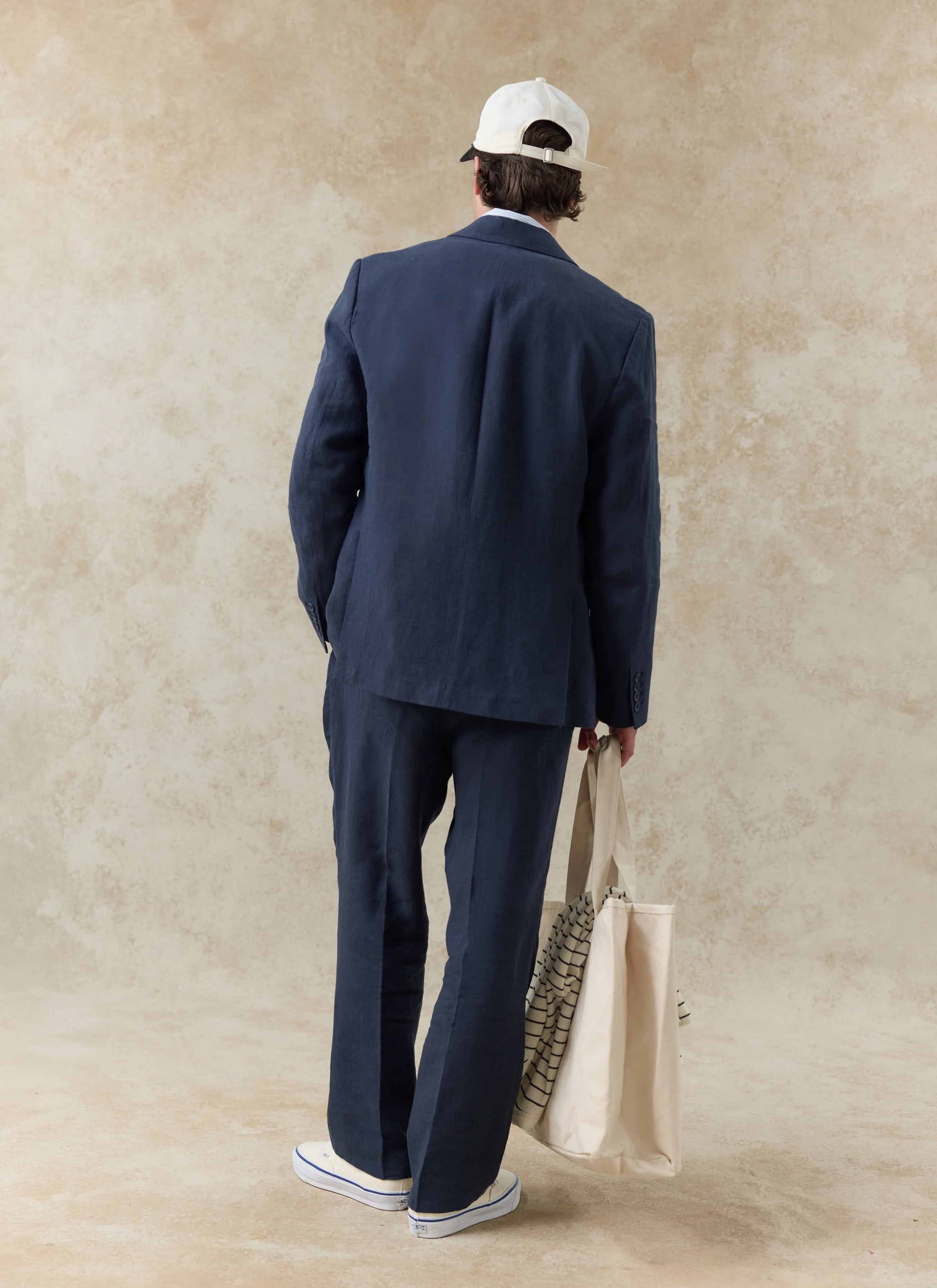Clifton Double Breasted Blazer | Linen | Navy - Image 3