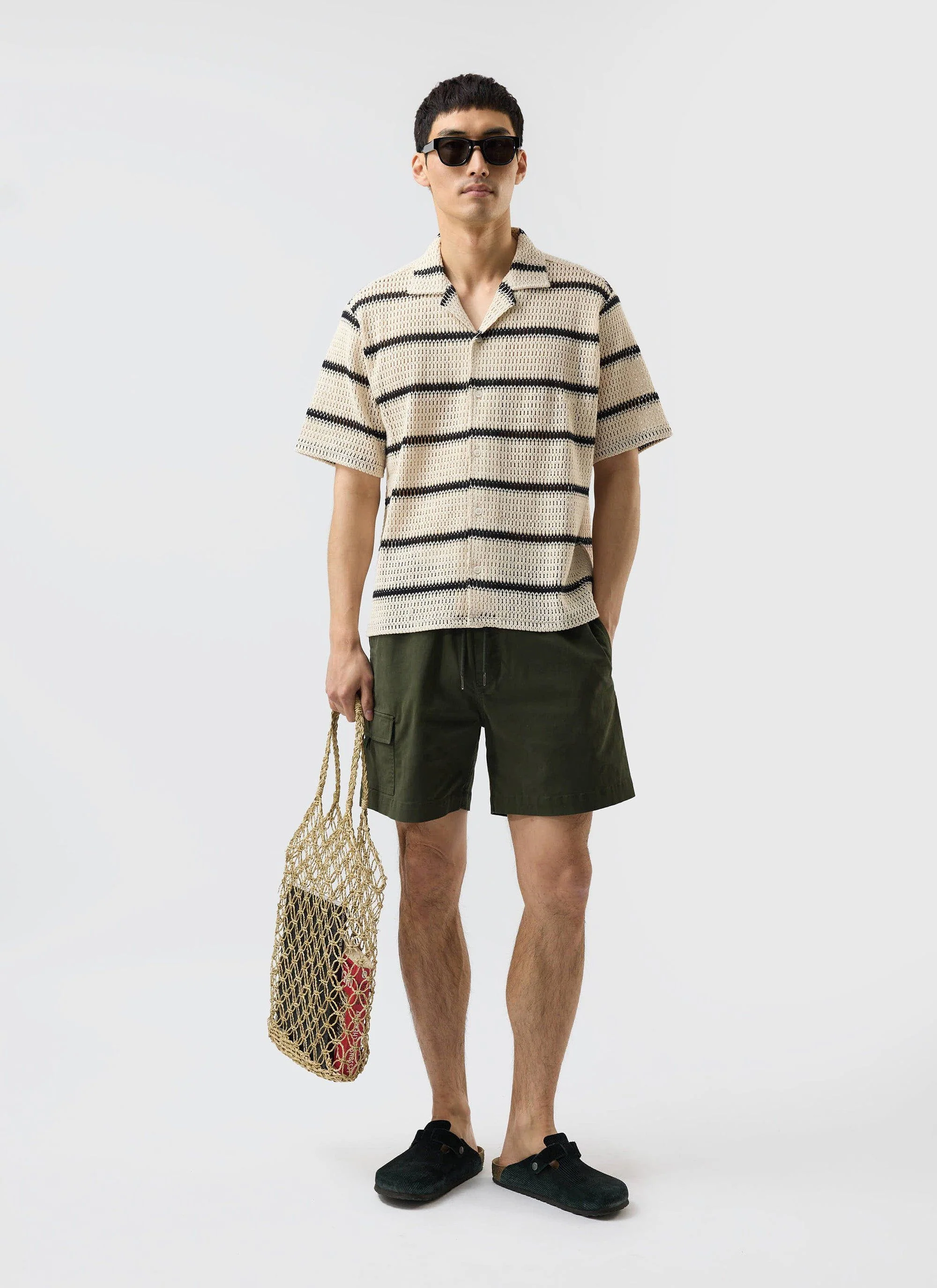 Crochet Groundsman Cuban Shirt | Cream with Black - Image 4
