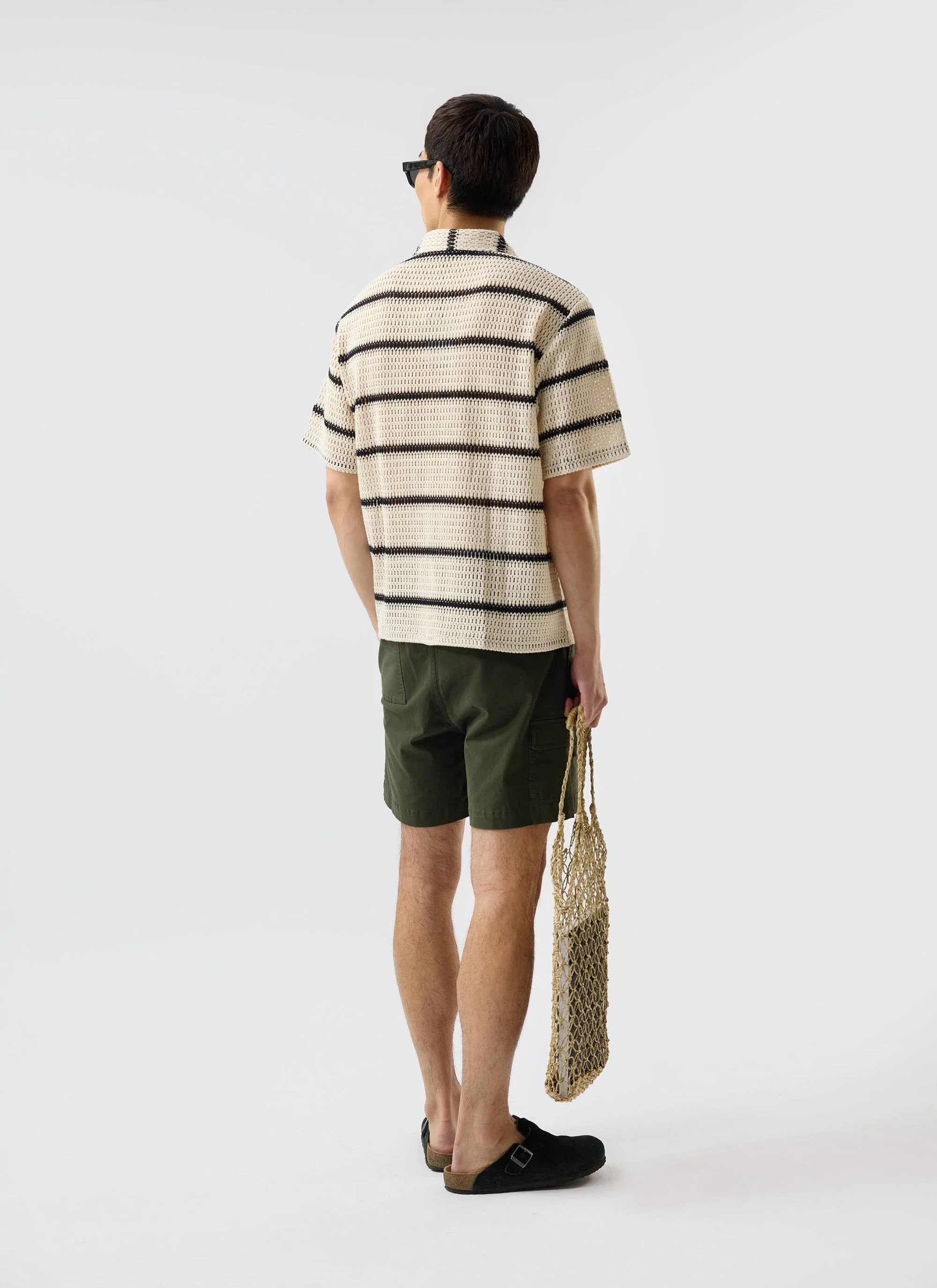 Crochet Groundsman Cuban Shirt | Cream with Black - Image 5