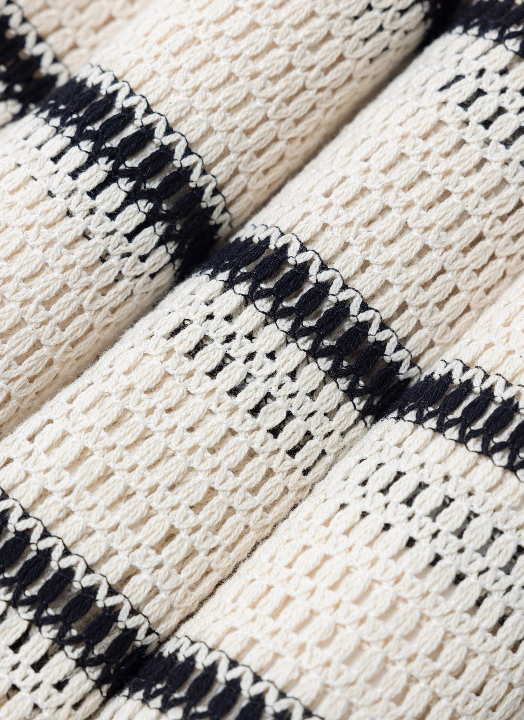 Crochet Groundsman Cuban Shirt | Cream with Black - Image 7