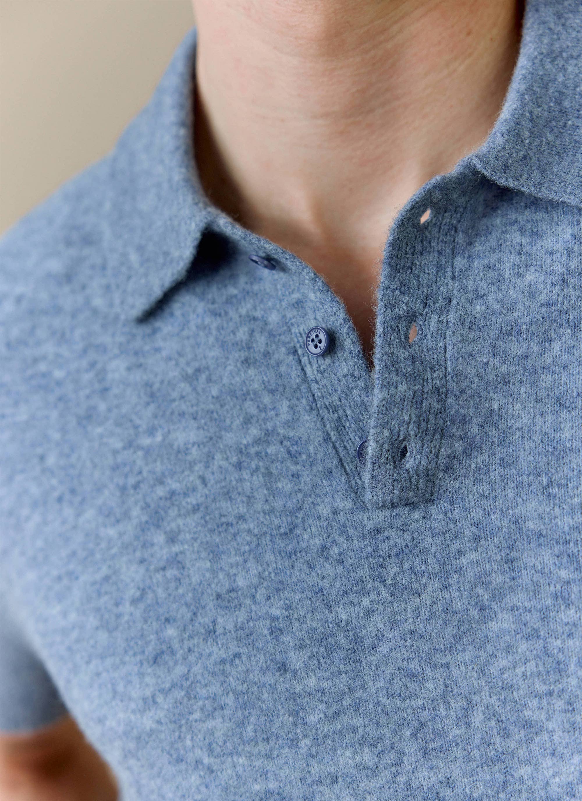 Collins Knitted Polo | Yak | Blue - Image 2