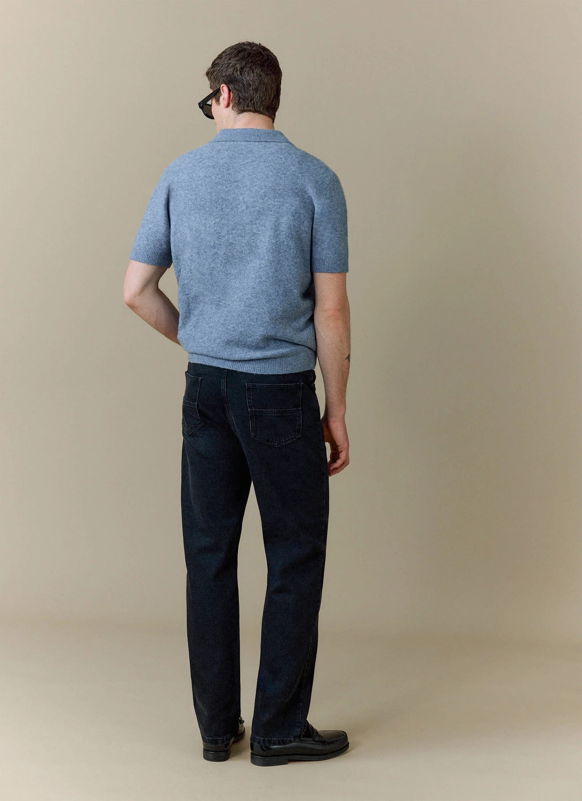 Collins Knitted Polo | Yak | Blue - Image 5