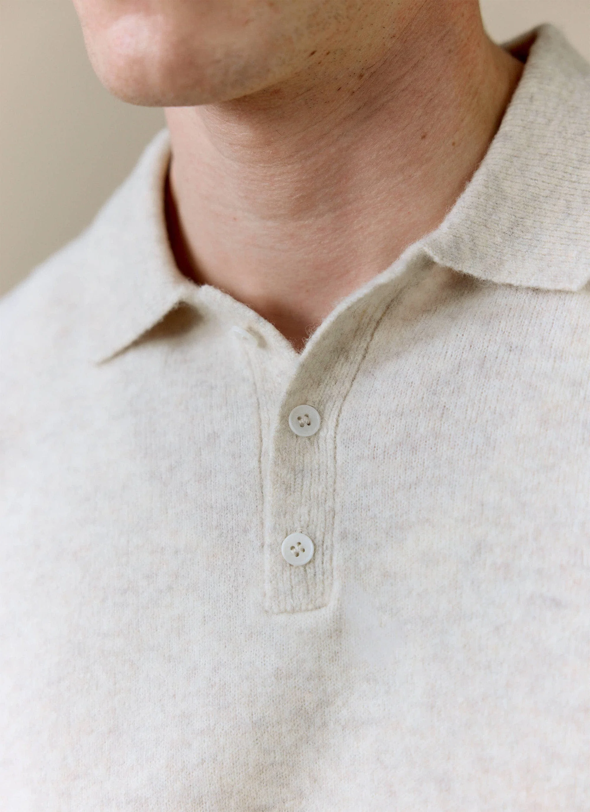 Collins Knitted Polo | Yak | Cream - Image 5