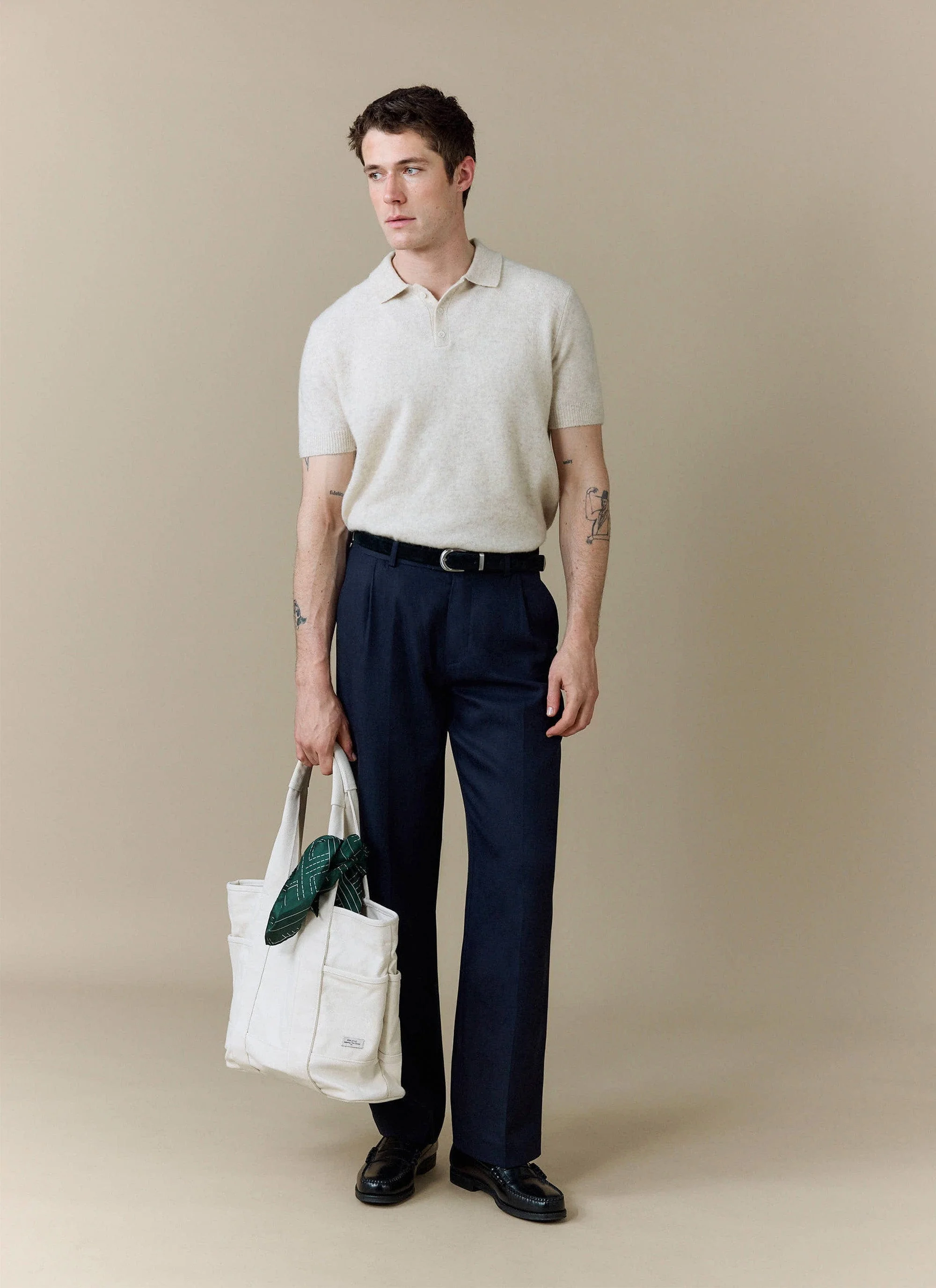 Collins Knitted Polo | Yak | Cream - Image 6
