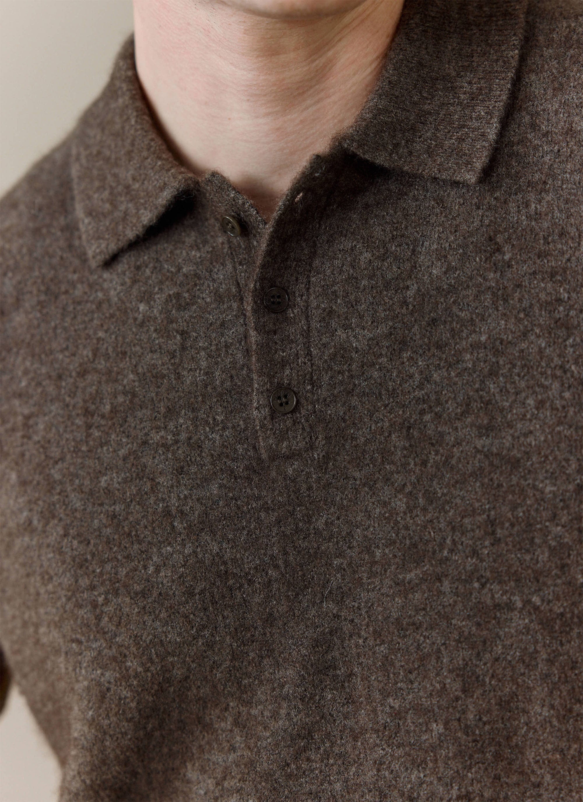 Collins Knitted Polo | Yak | Espresso - Image 2