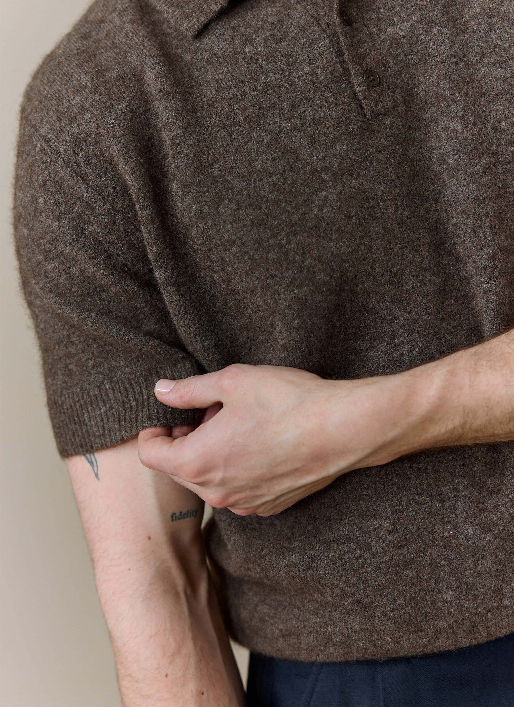 Collins Knitted Polo | Yak | Espresso - Image 3