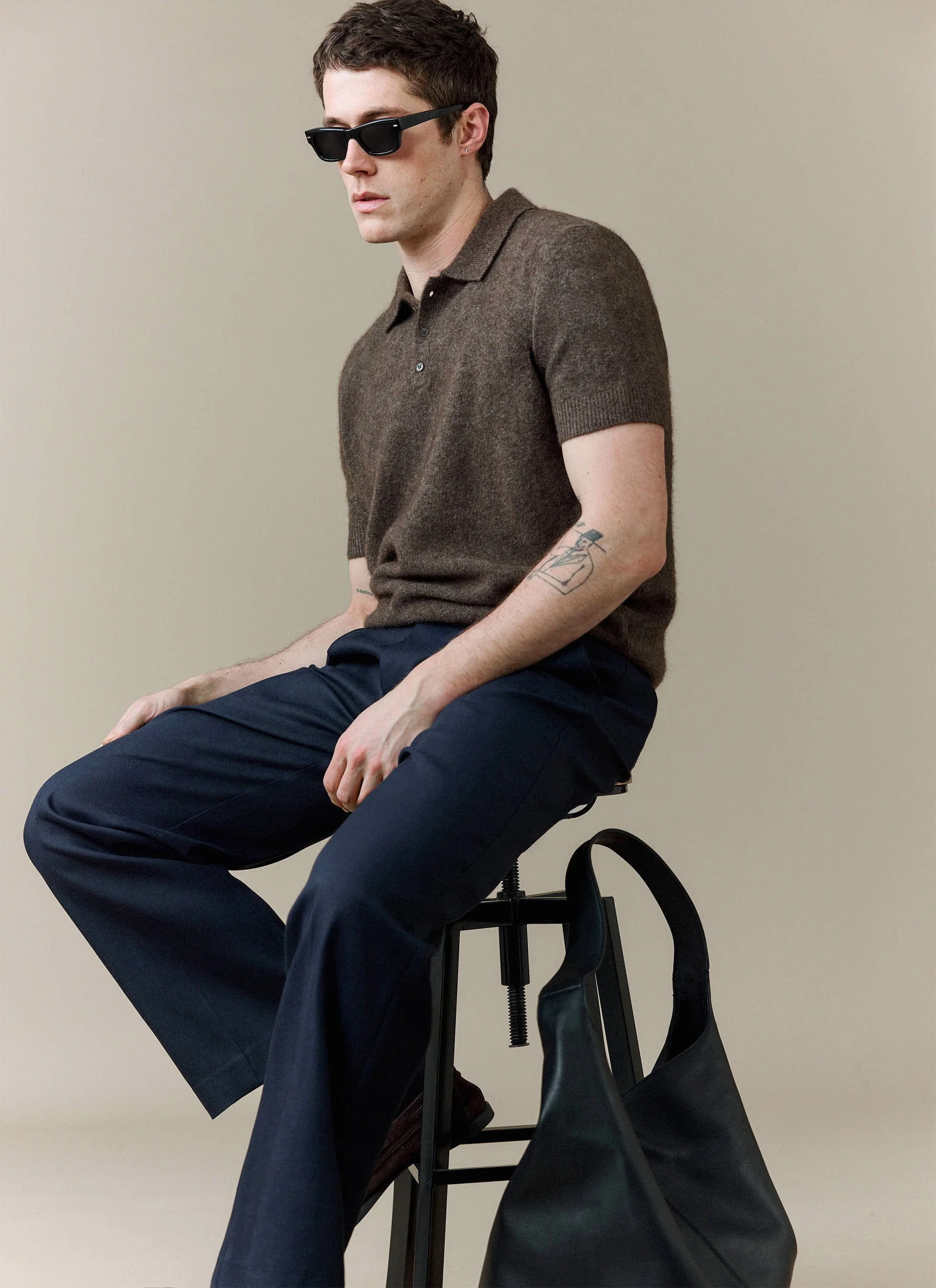 Collins Knitted Polo | Yak | Espresso - Image 4